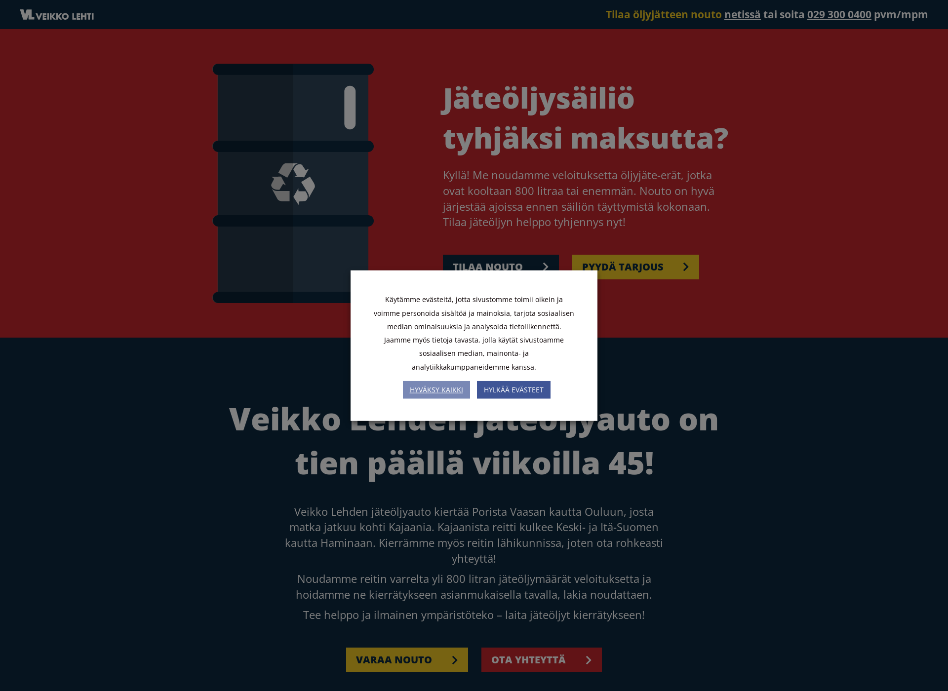 Skärmdump för jateoljy.fi