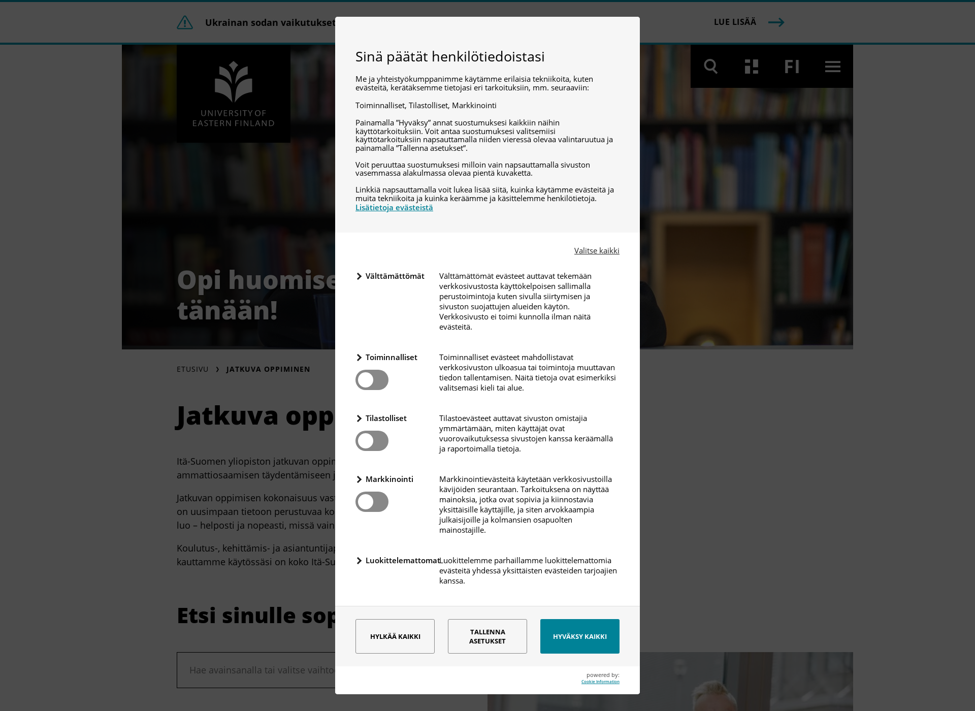 Skärmdump för jatkuvaoppi.fi
