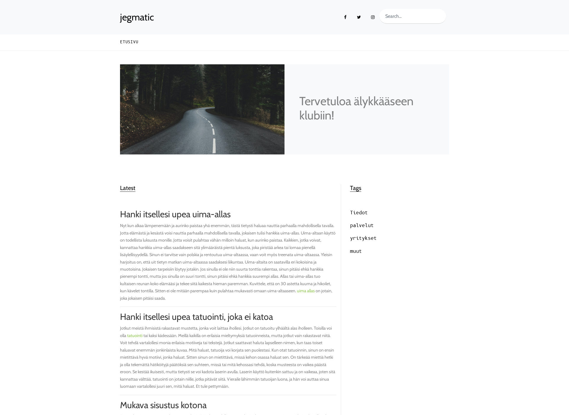 Skärmdump för jegmatic.fi