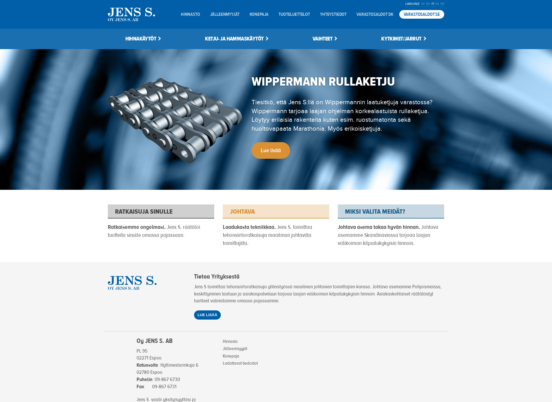 Skärmdump för jens-s.fi
