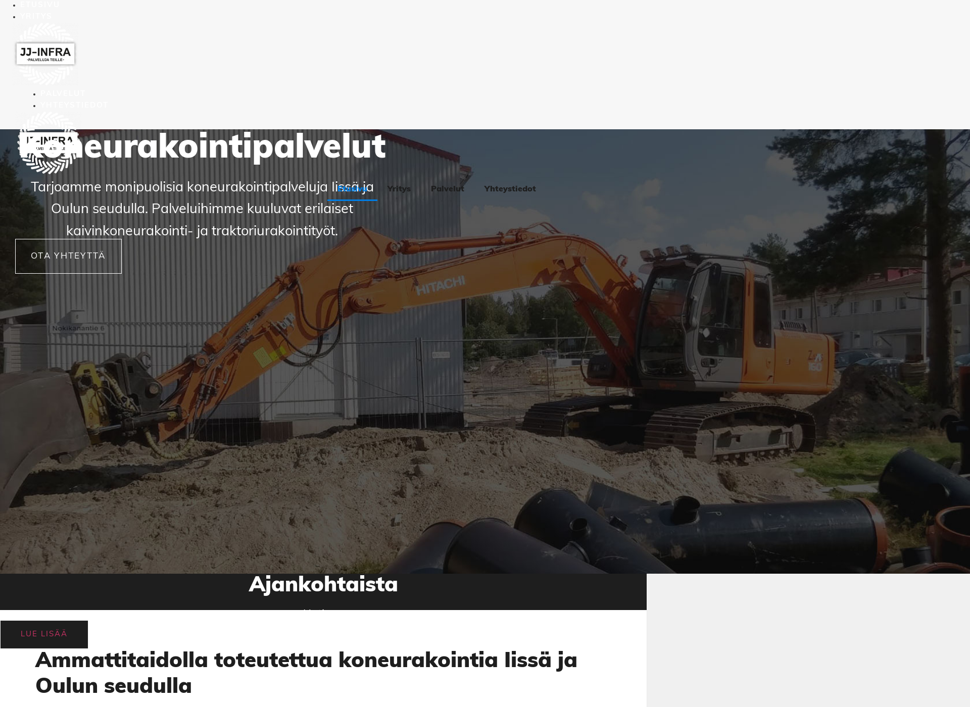 Skärmdump för jjinfra.fi