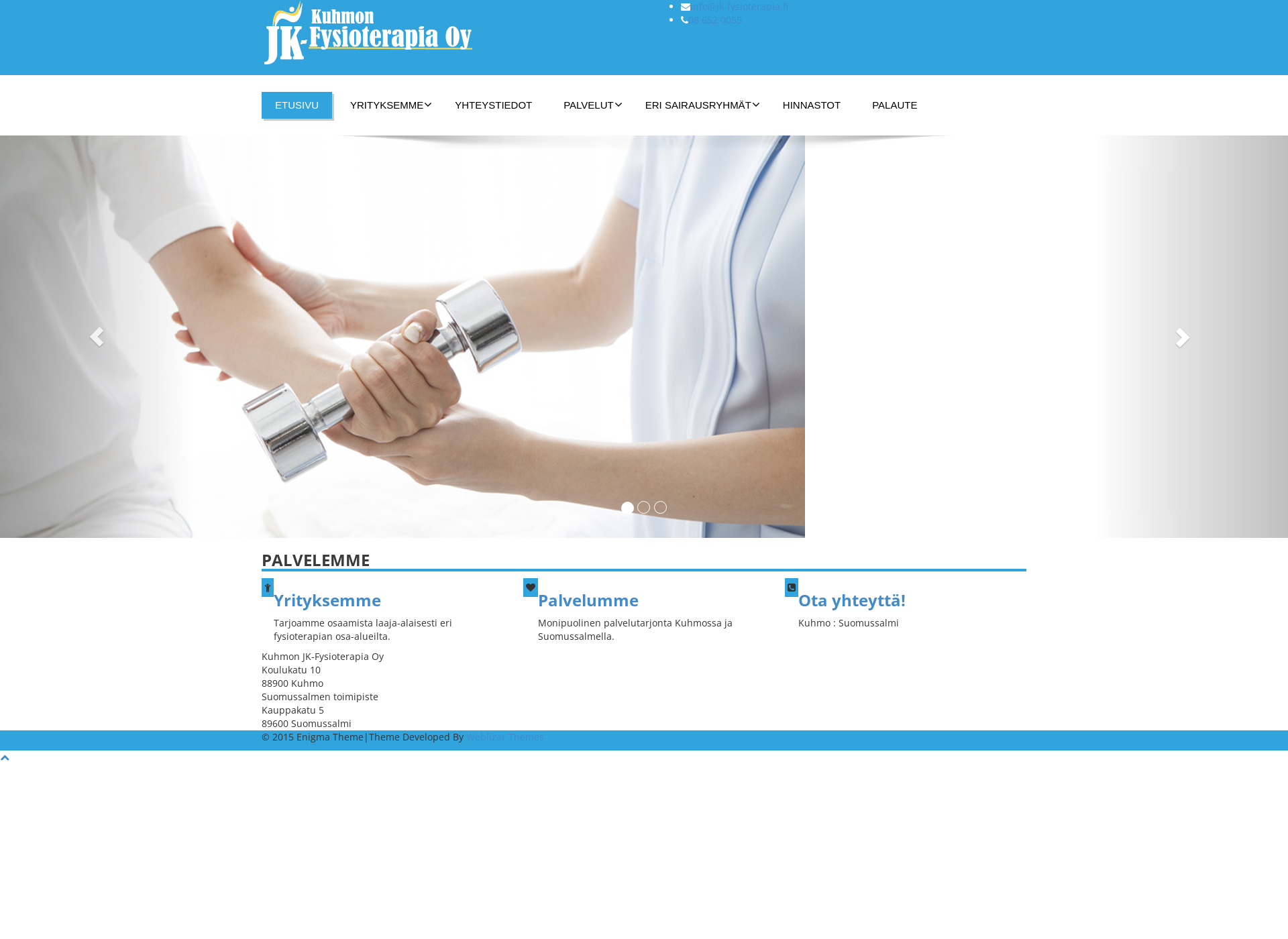 Skärmdump för jk-fysioterapia.fi