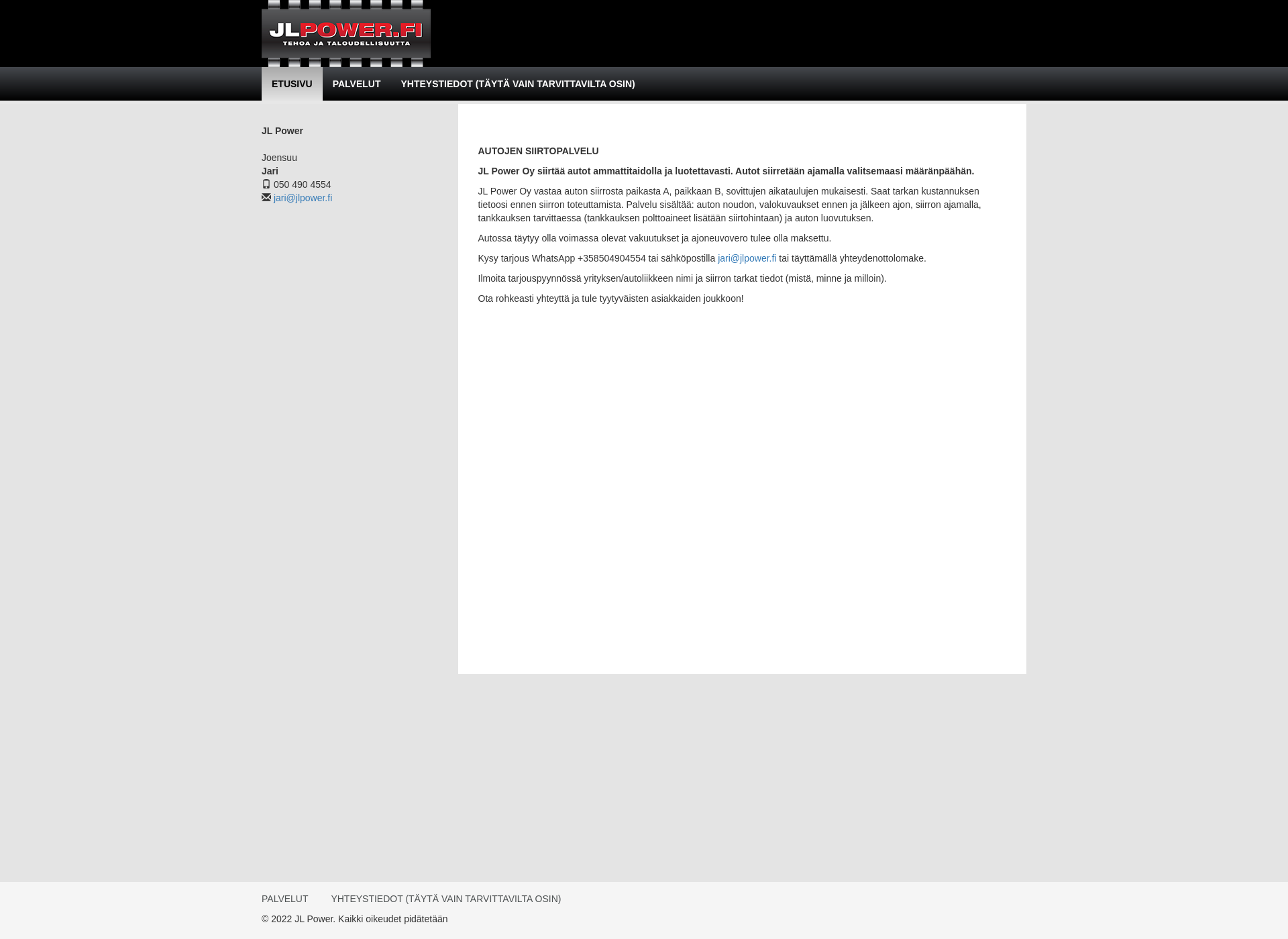 Skärmdump för jlpower.fi