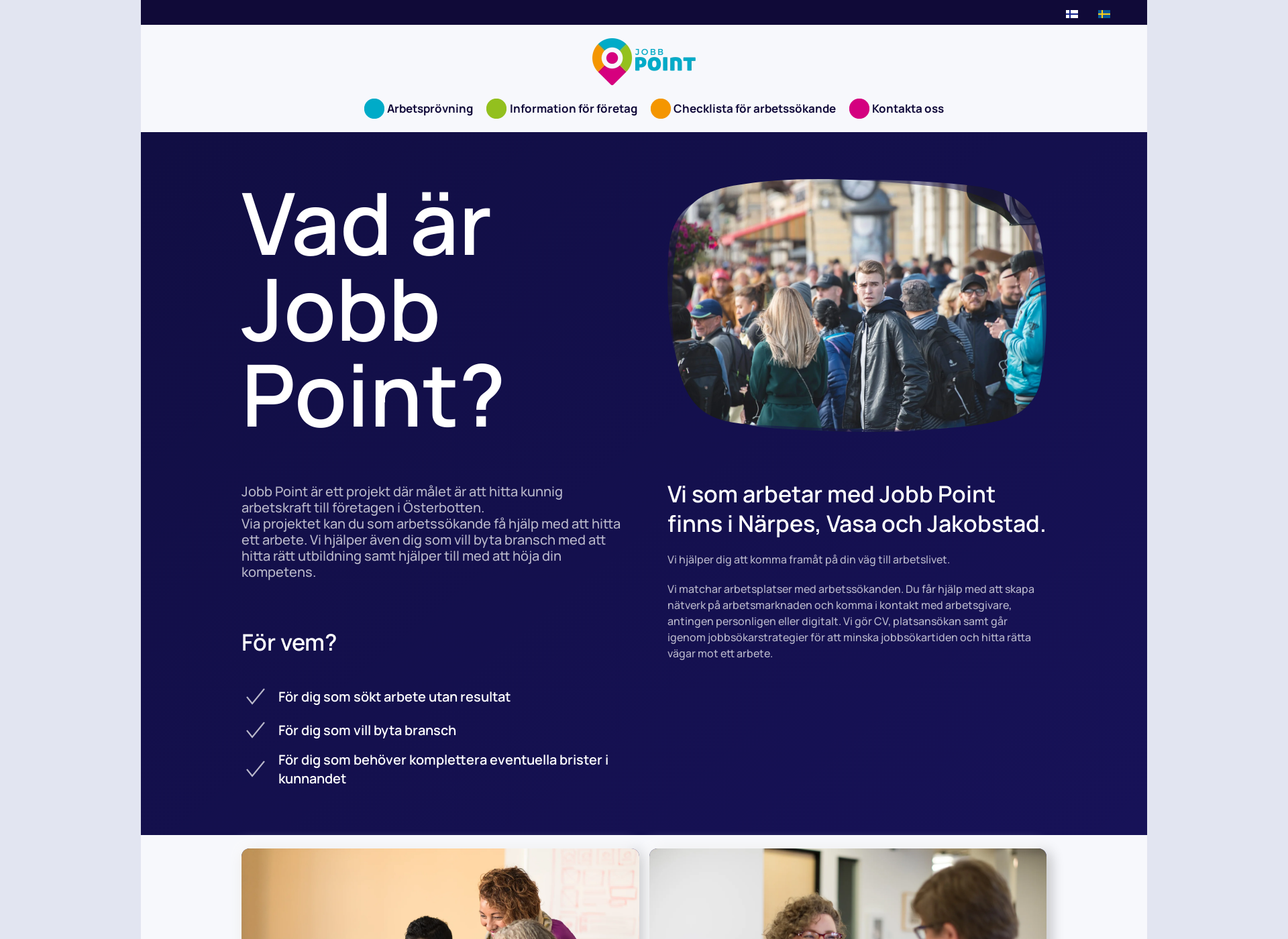 Skärmdump för jobbpoint.fi