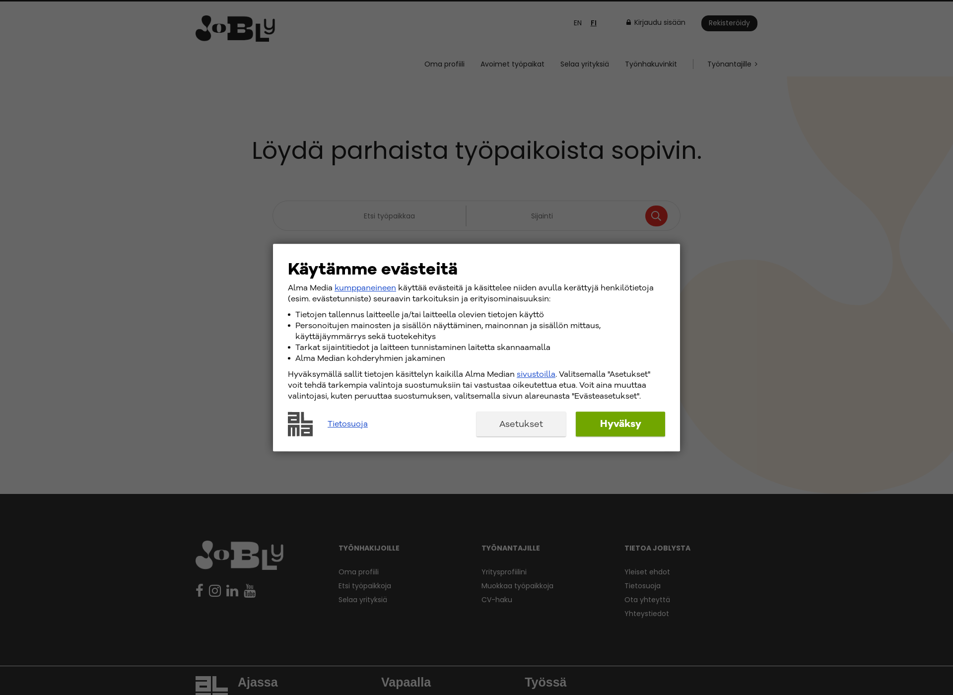 Skärmdump för jobline.fi