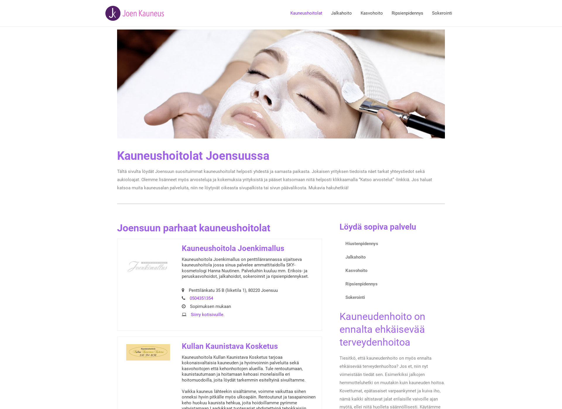 Screenshot for joenkauneus.fi