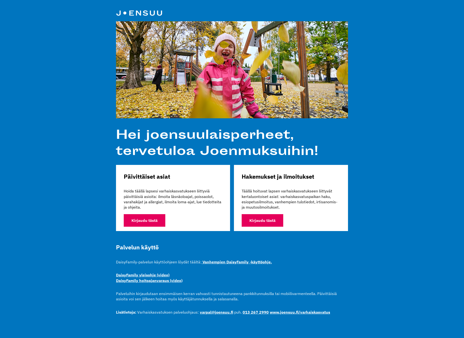 Skärmdump för joenmuksut.fi