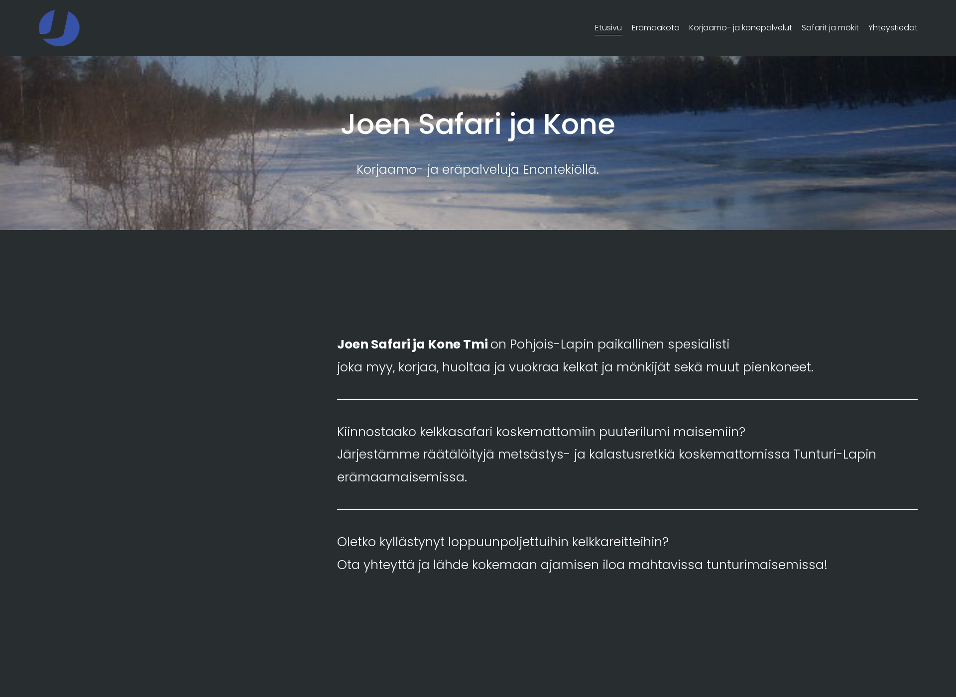 Skärmdump för joensafarijakone.fi