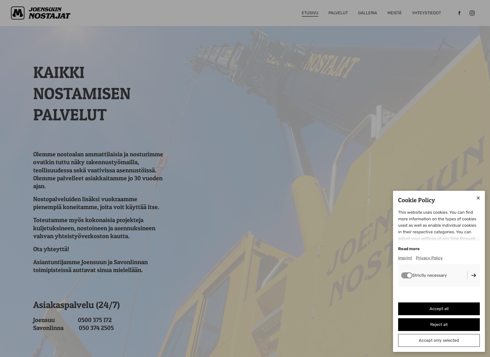 Skärmdump för joensuunnostajat.fi