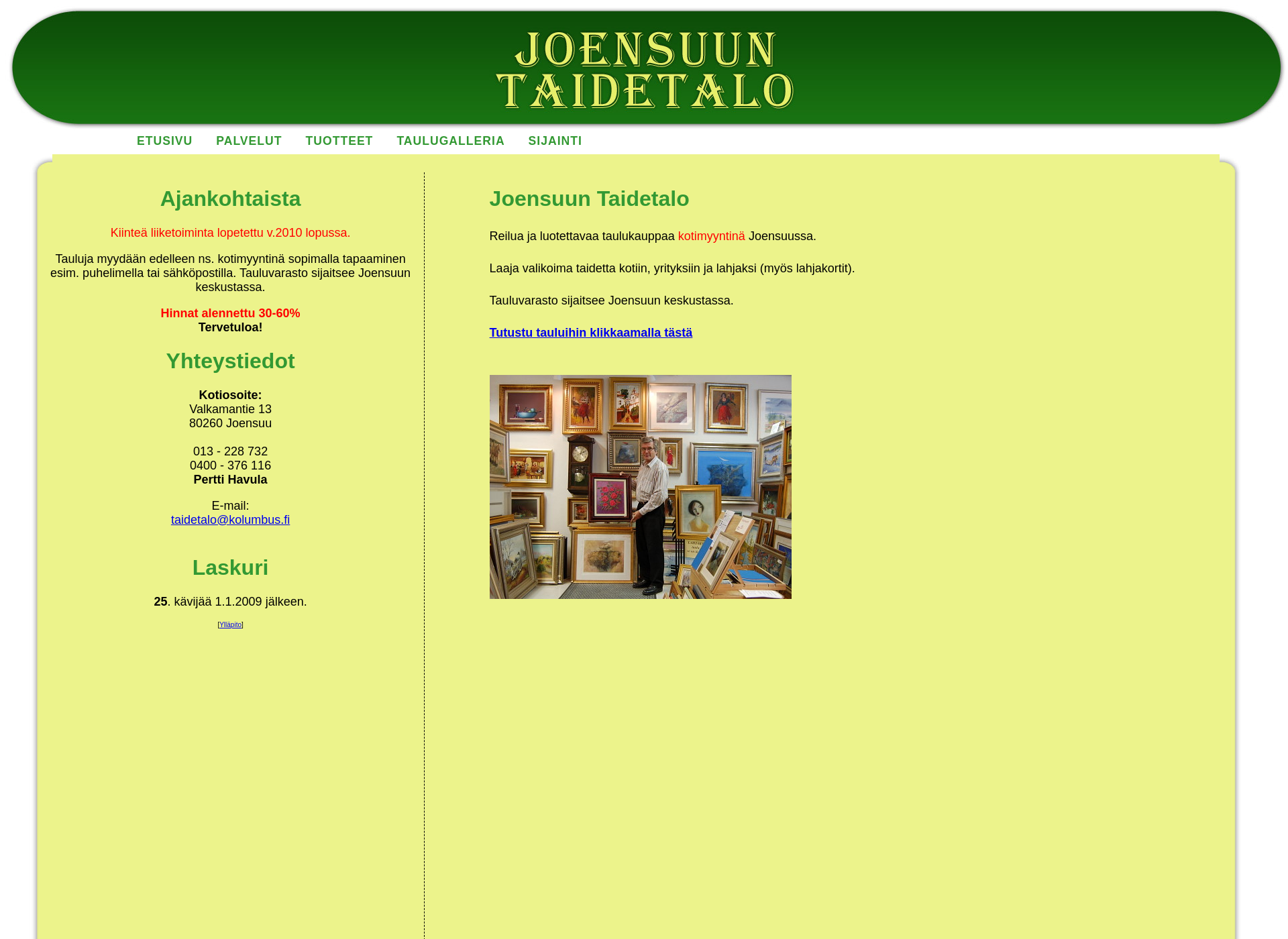 Screenshot for joensuuntaidetalo.com