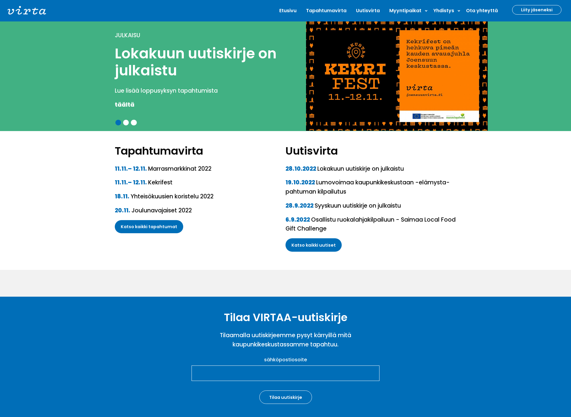 Skärmdump för joensuunvirta.fi