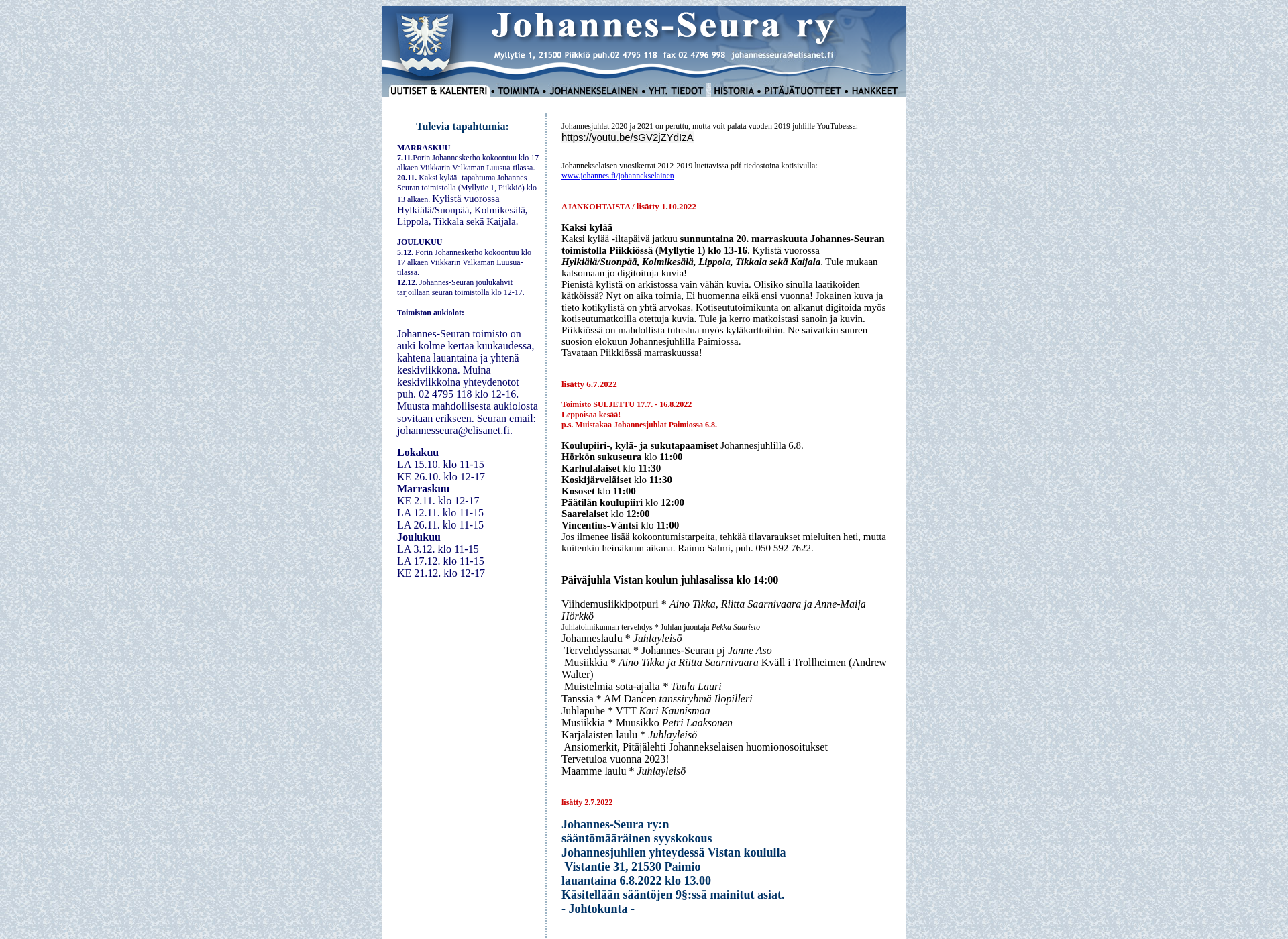 Skärmdump för johannes.fi