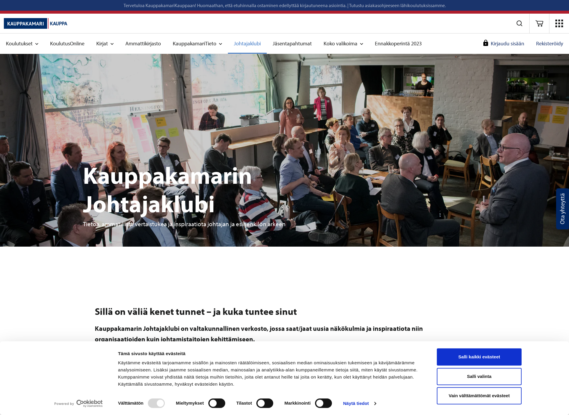 Skärmdump för johtajaklubit.fi