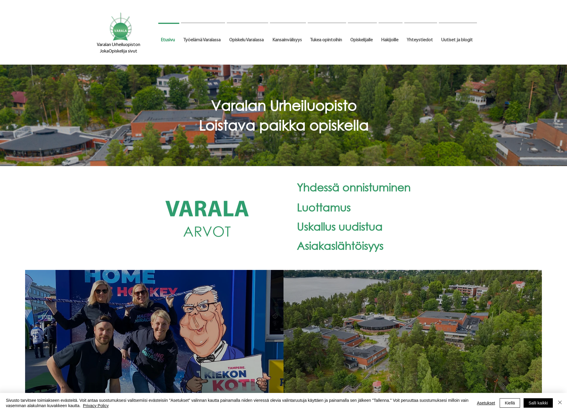 Skärmdump för jokaopiskelijavarala.fi