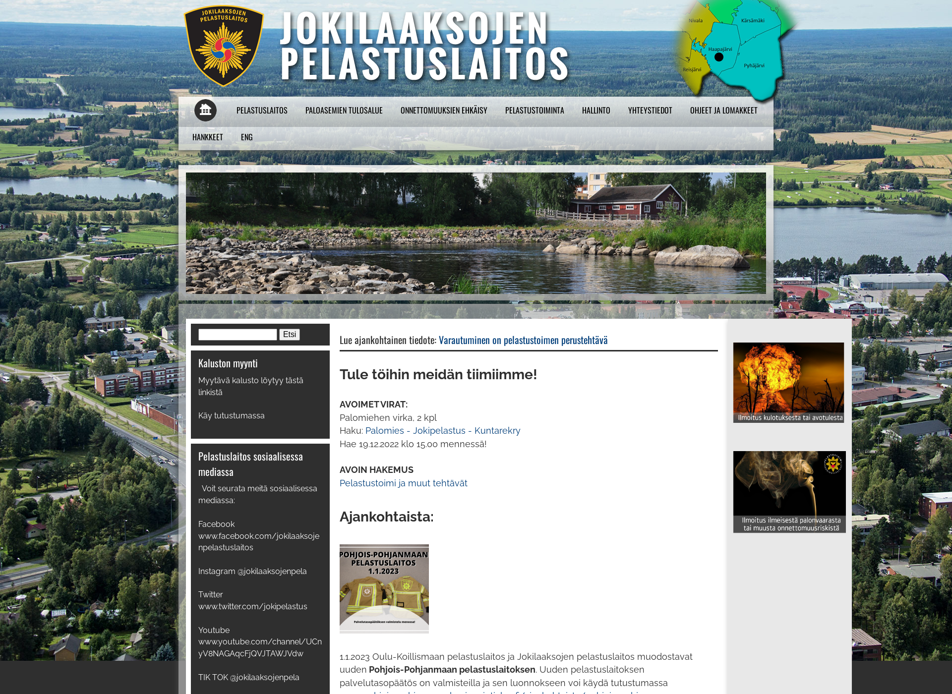 Skärmdump för jokipelastus.fi