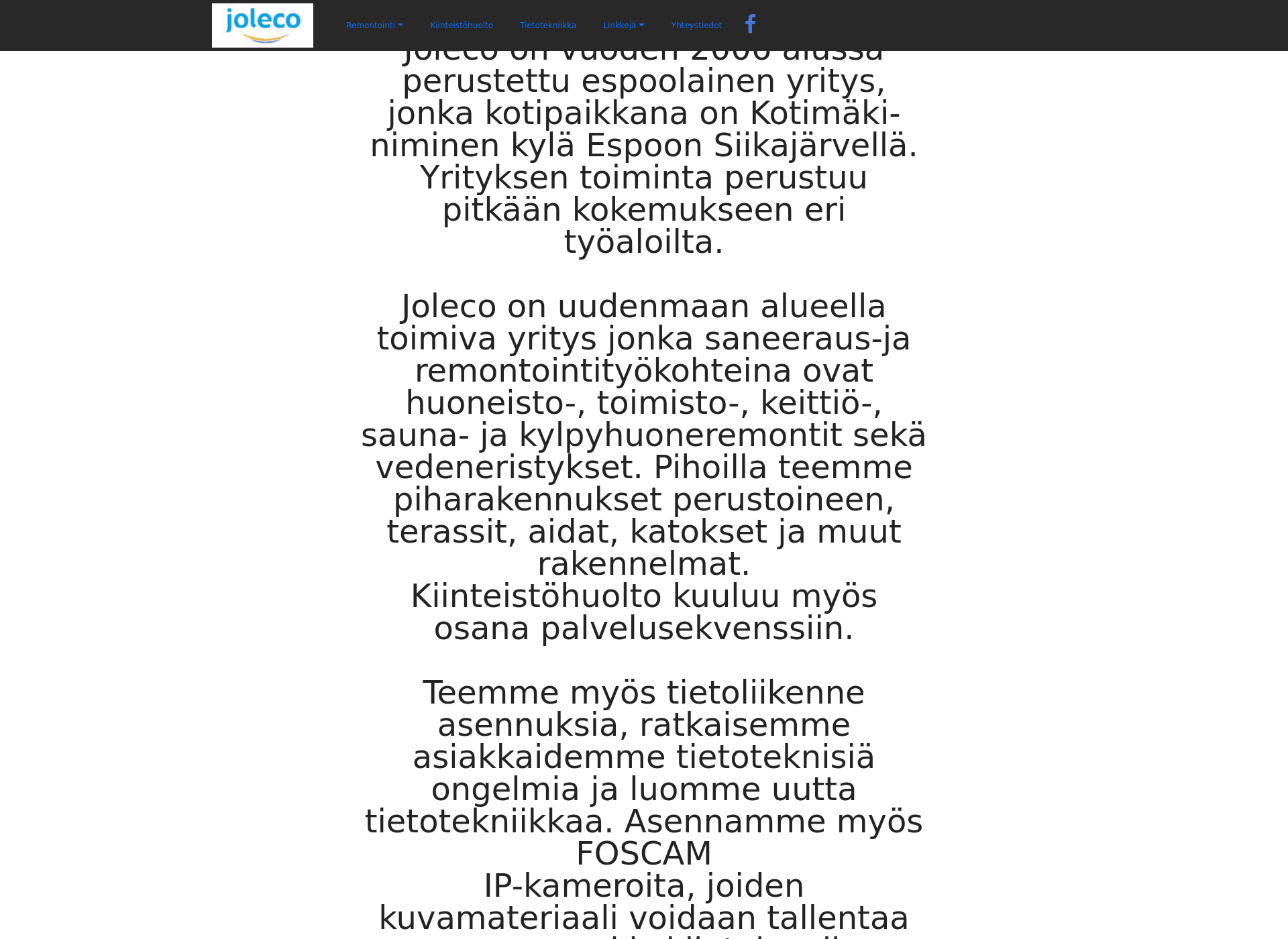 Skärmdump för joleco.fi