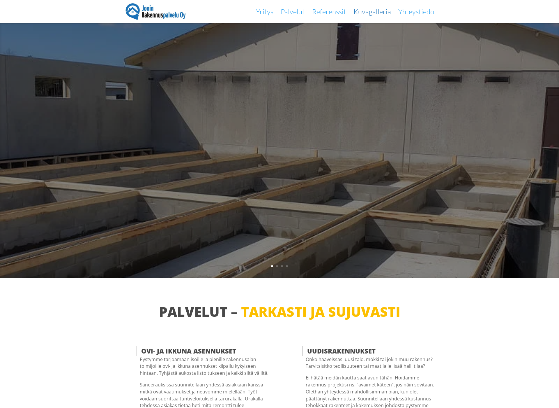Skärmdump för joninrakennus.fi