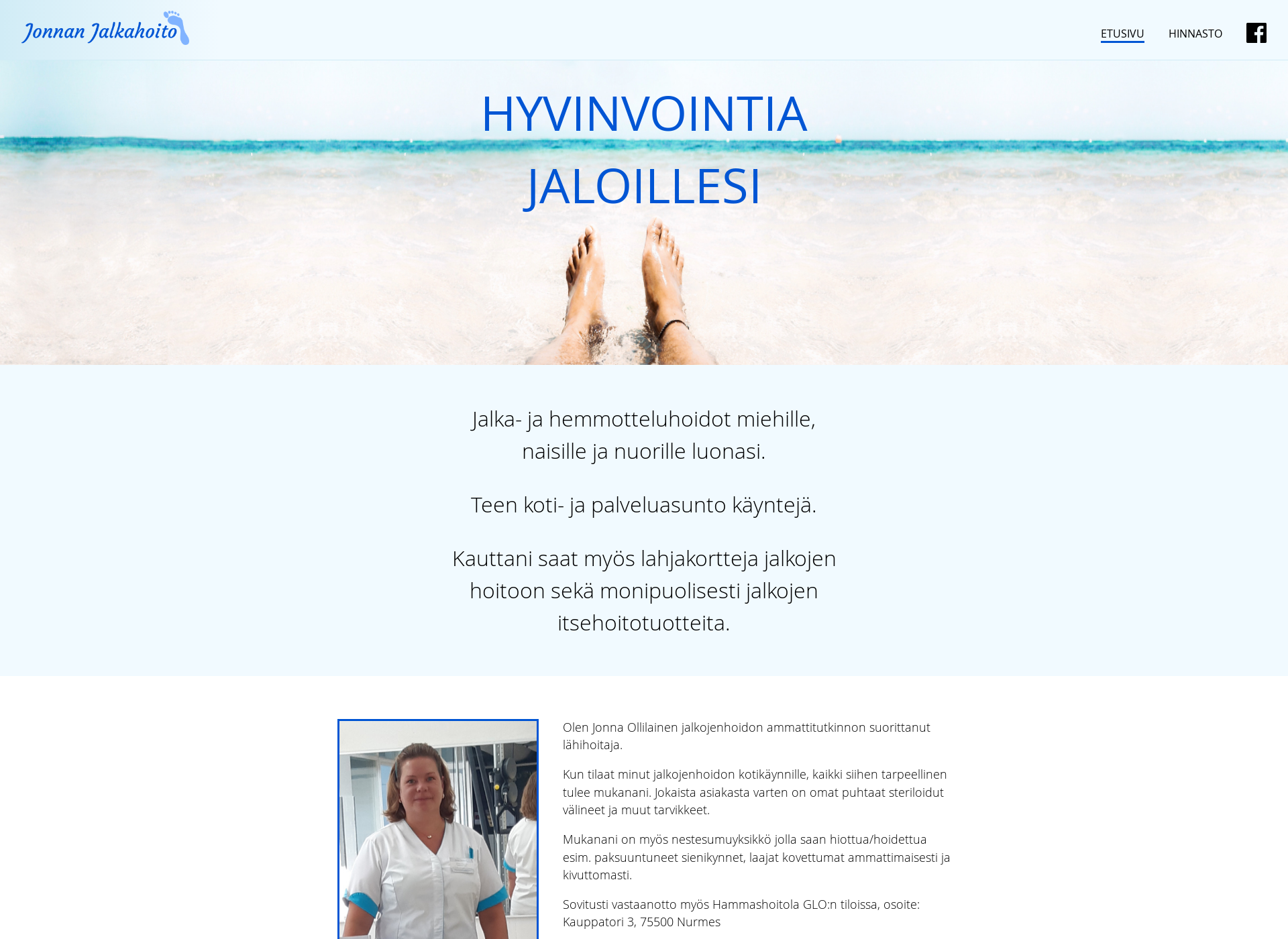 Skärmdump för jonnanjalkahoito.fi