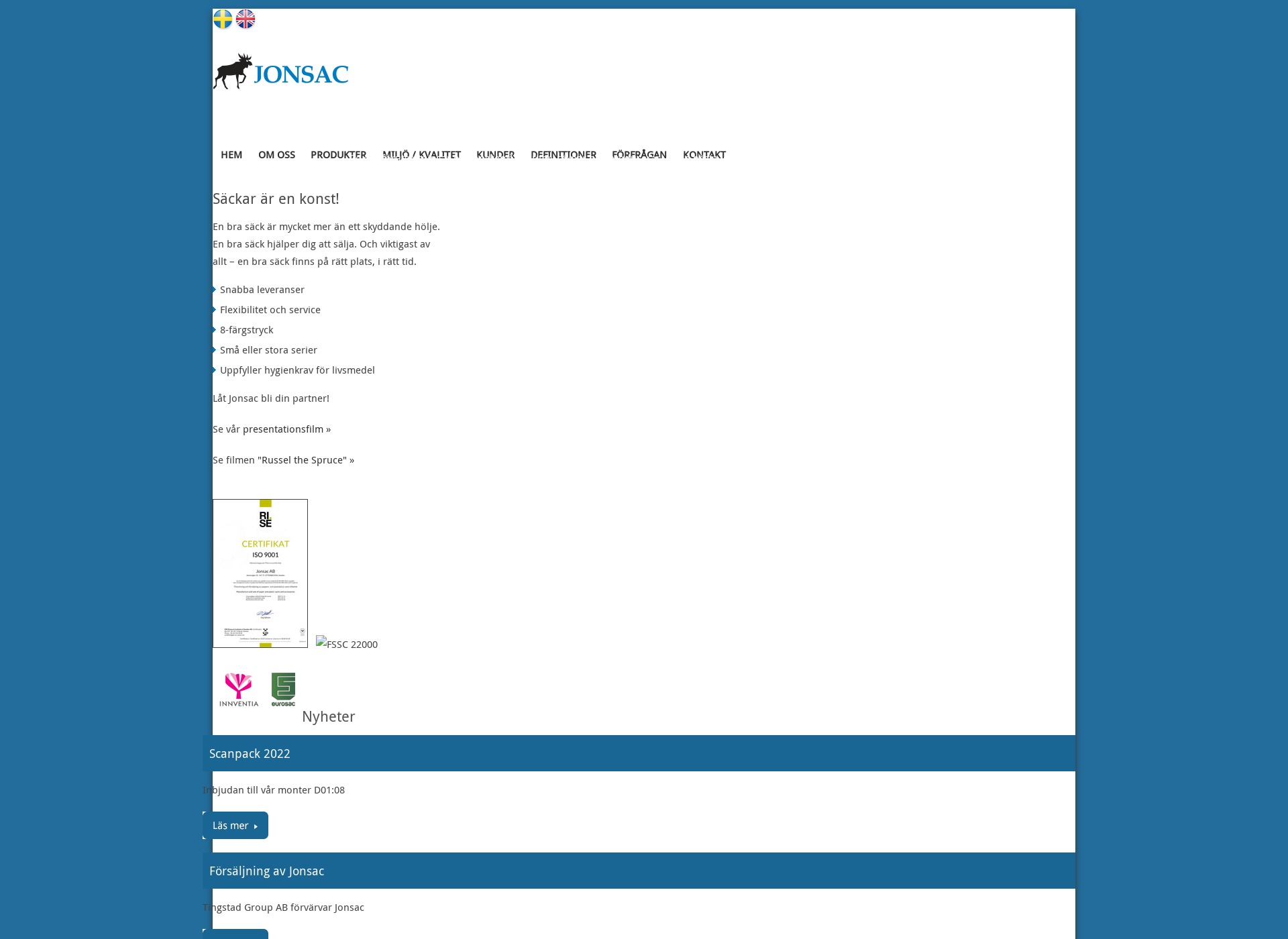 Skärmdump för jonsac.fi
