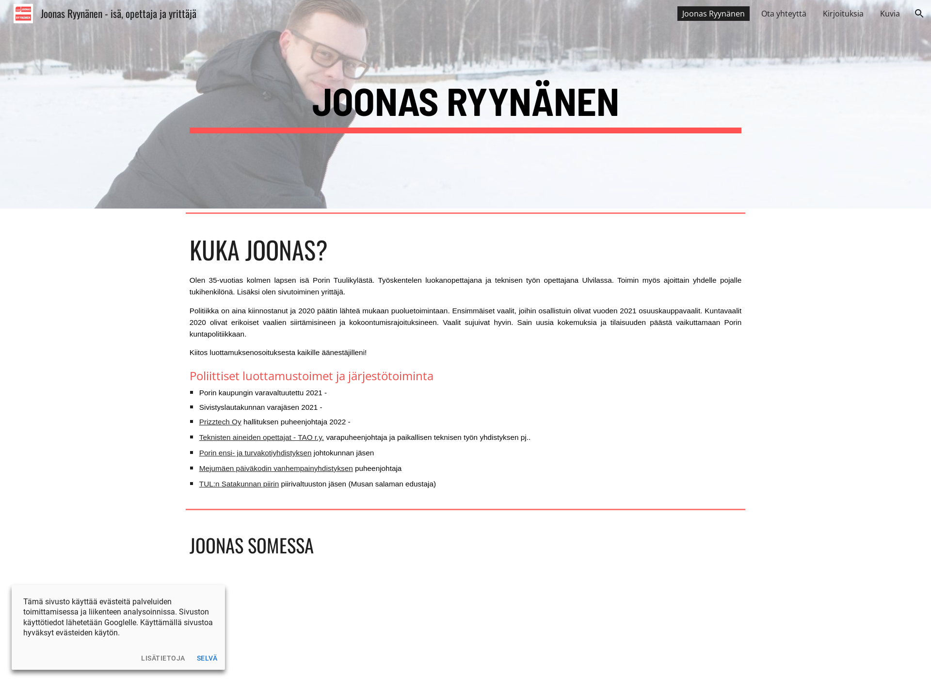 Skärmdump för joonasryynanen.fi