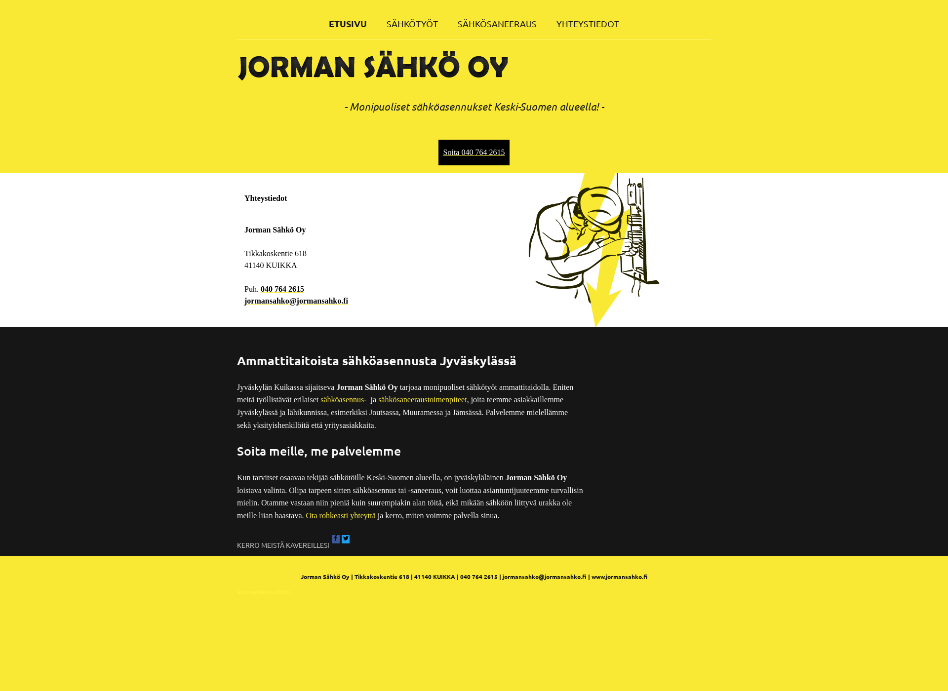 Skärmdump för jormansahko.fi