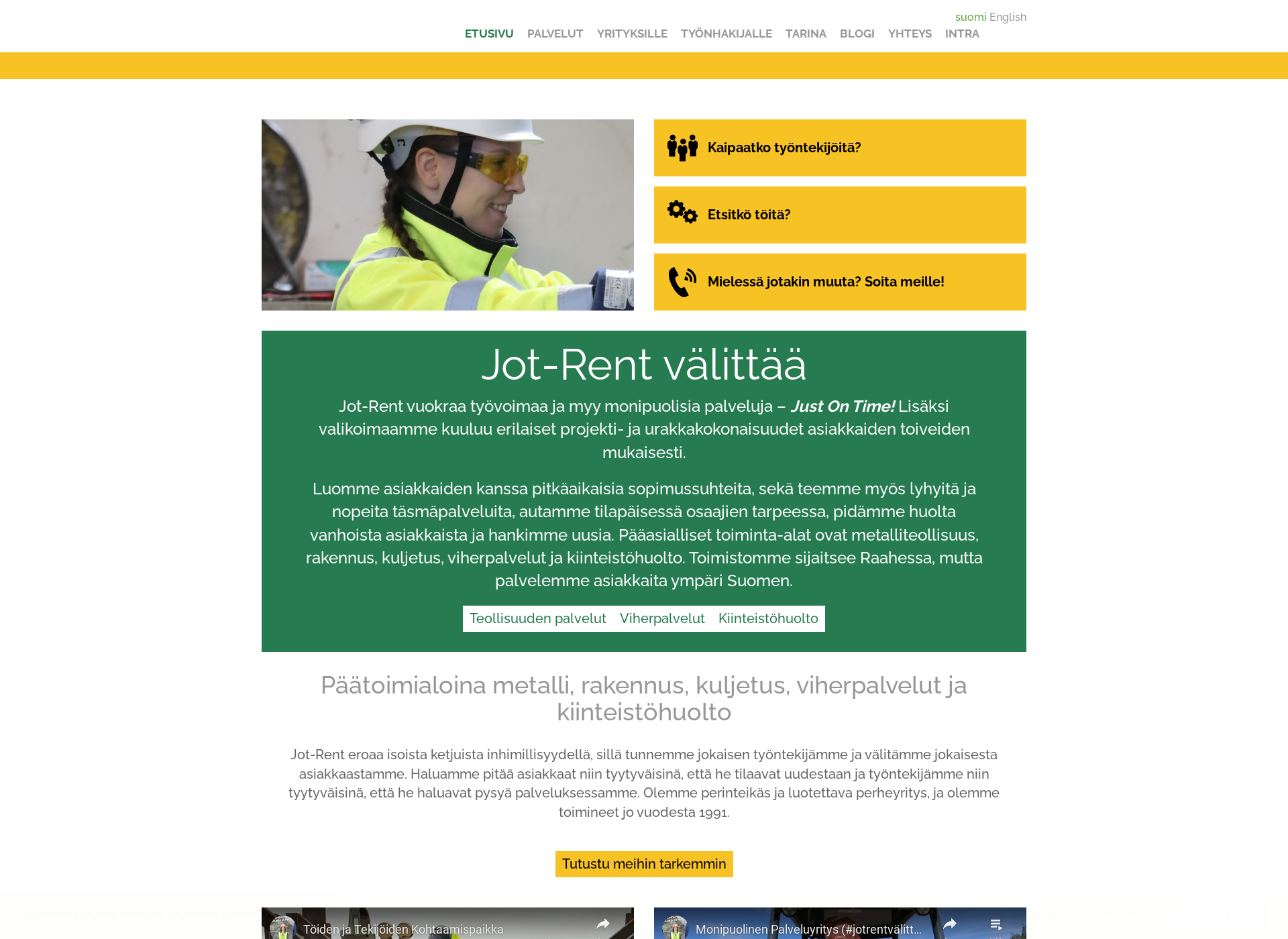 Skärmdump för jot-rent.fi