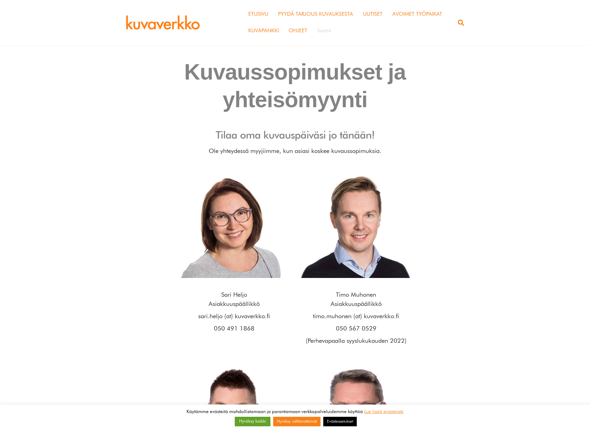 Skärmdump för joukkuekuva.fi