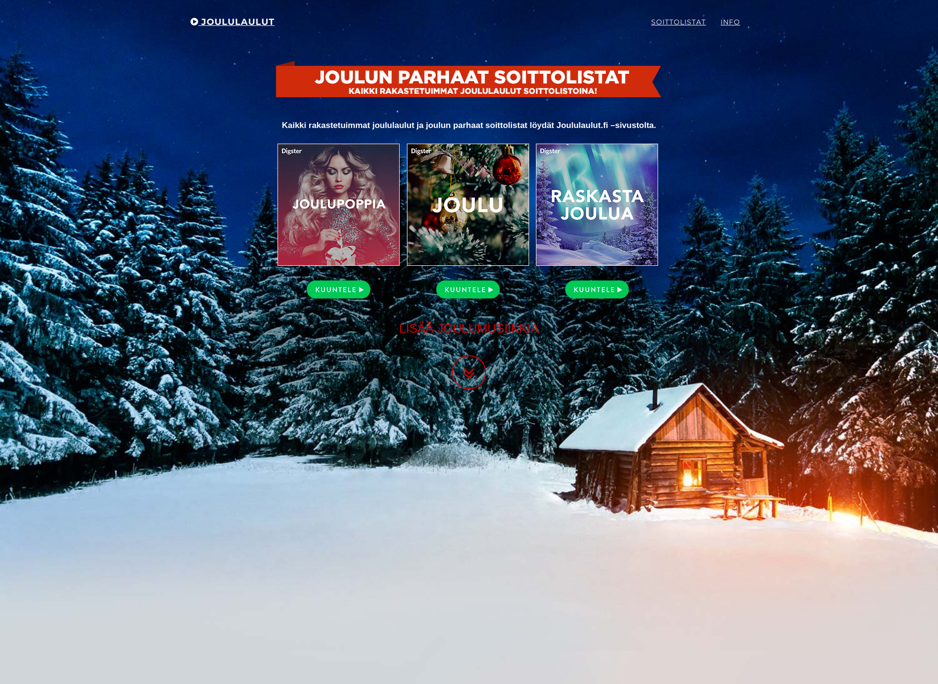Skärmdump för joululaulut.fi