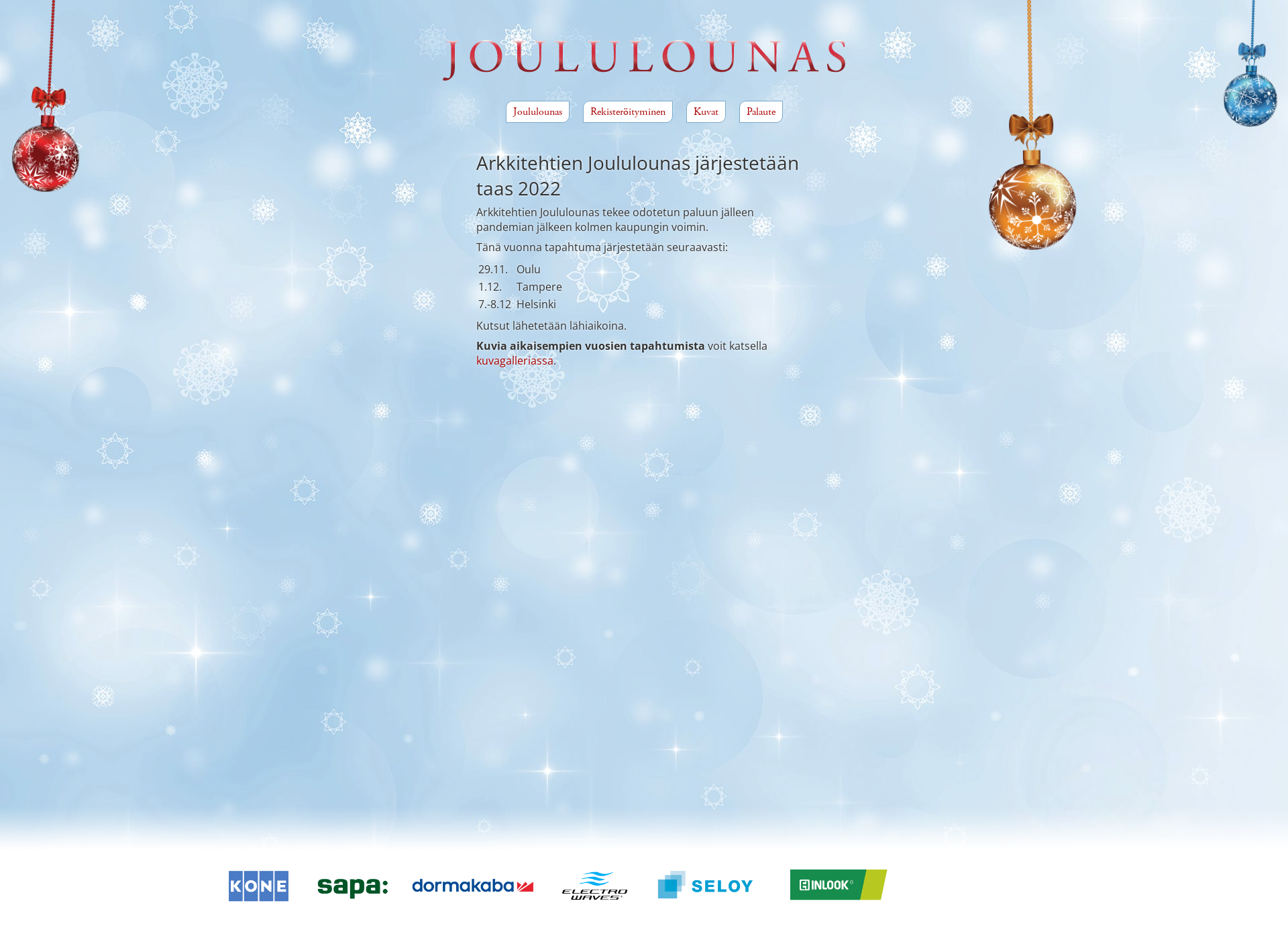 Skärmdump för joululounas.fi