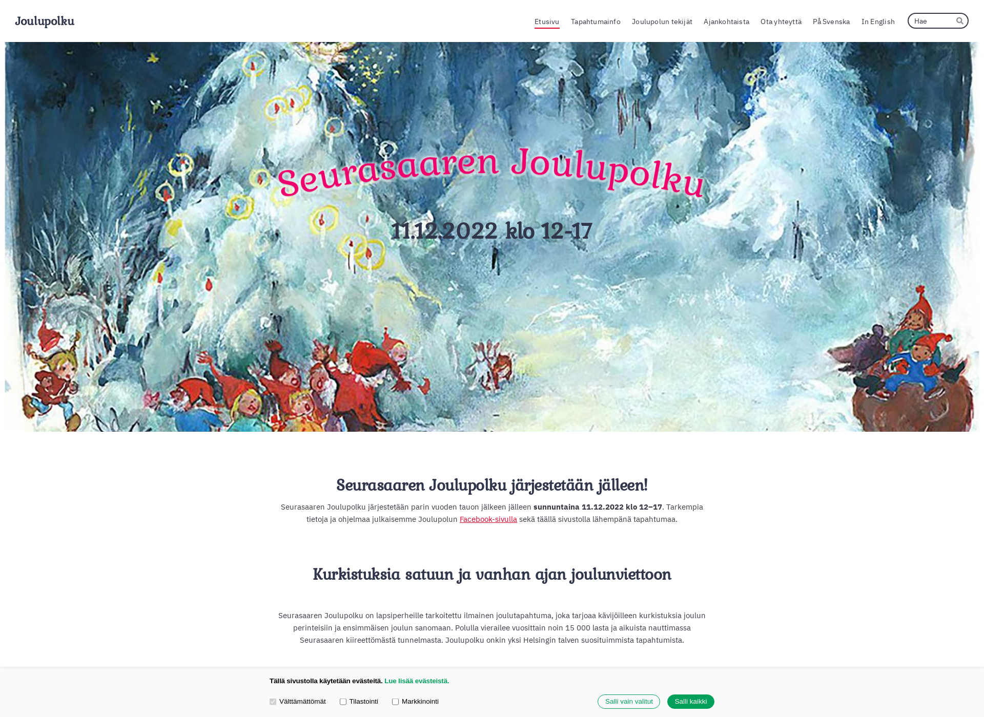 Skärmdump för joulupolku.fi