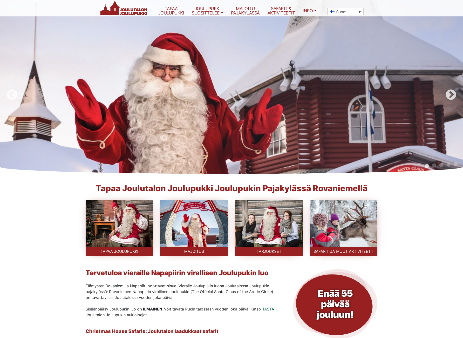 Skärmdump för joulupukki.fi