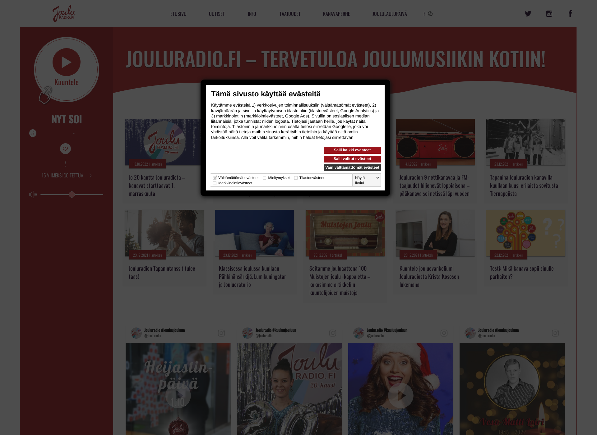 Screenshot for jouluradio.fi