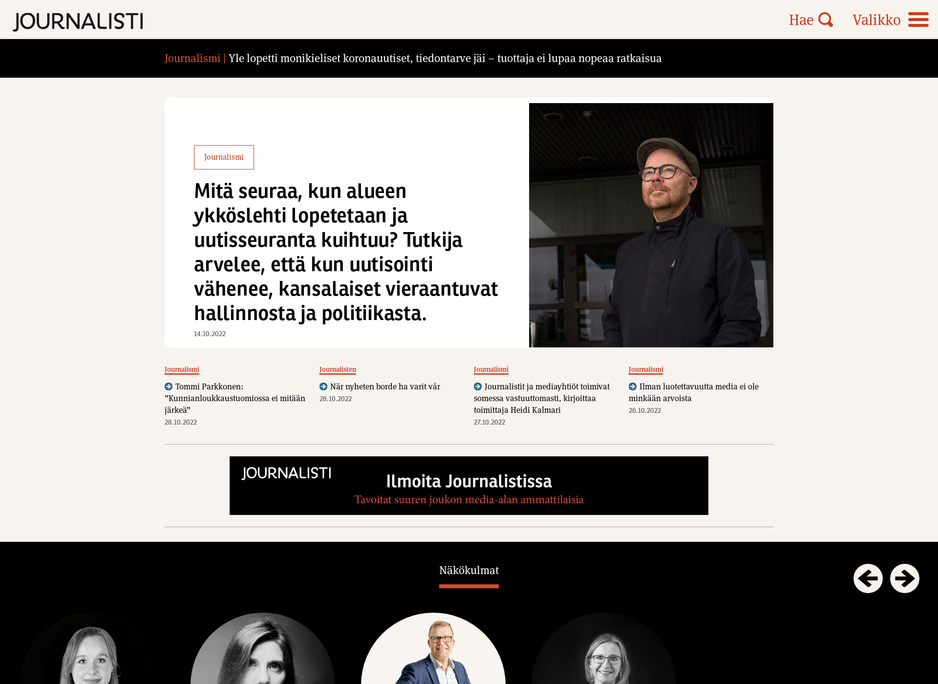 Skärmdump för journalisti.fi