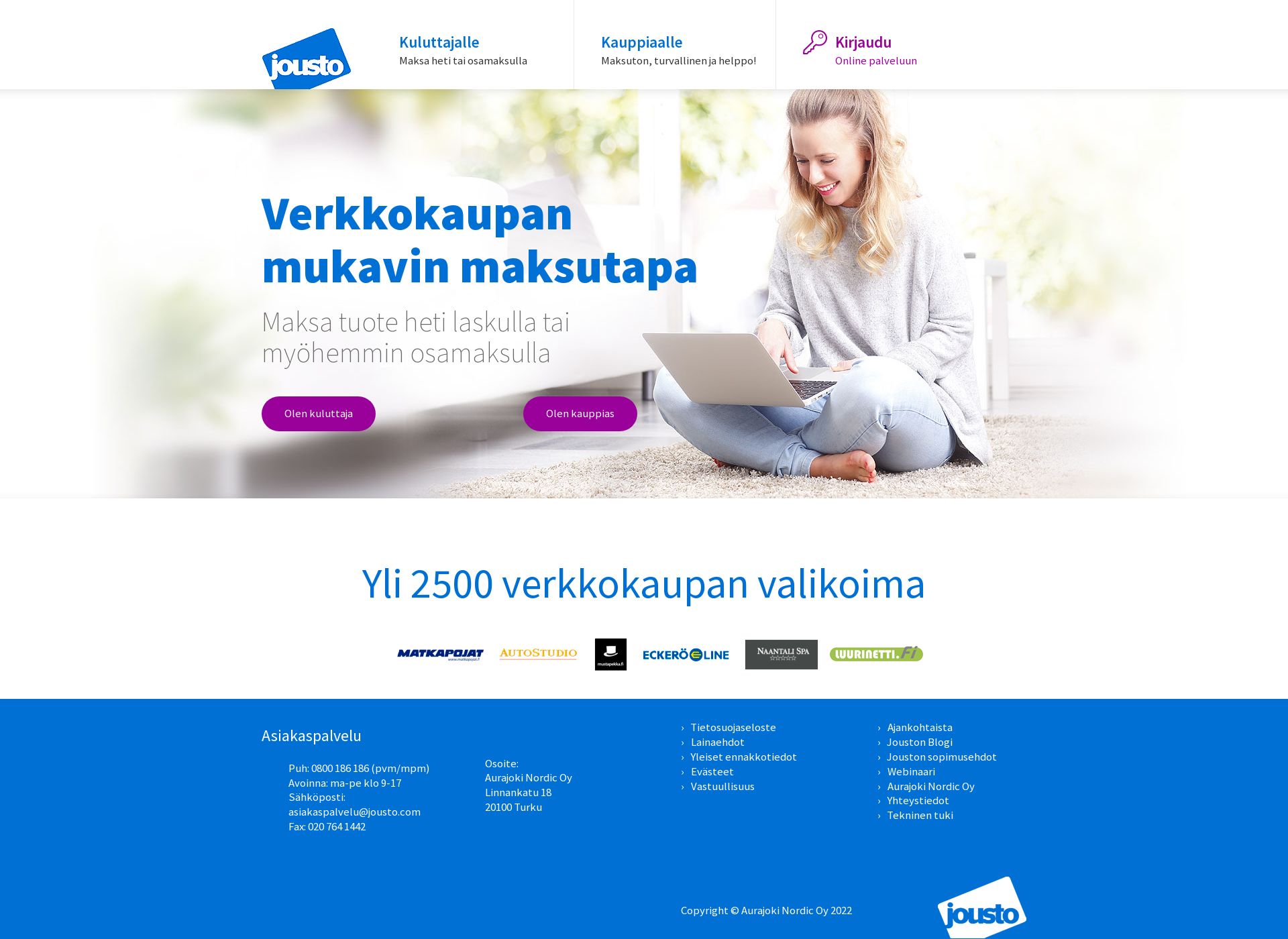 Skärmdump för joustoraha.fi
