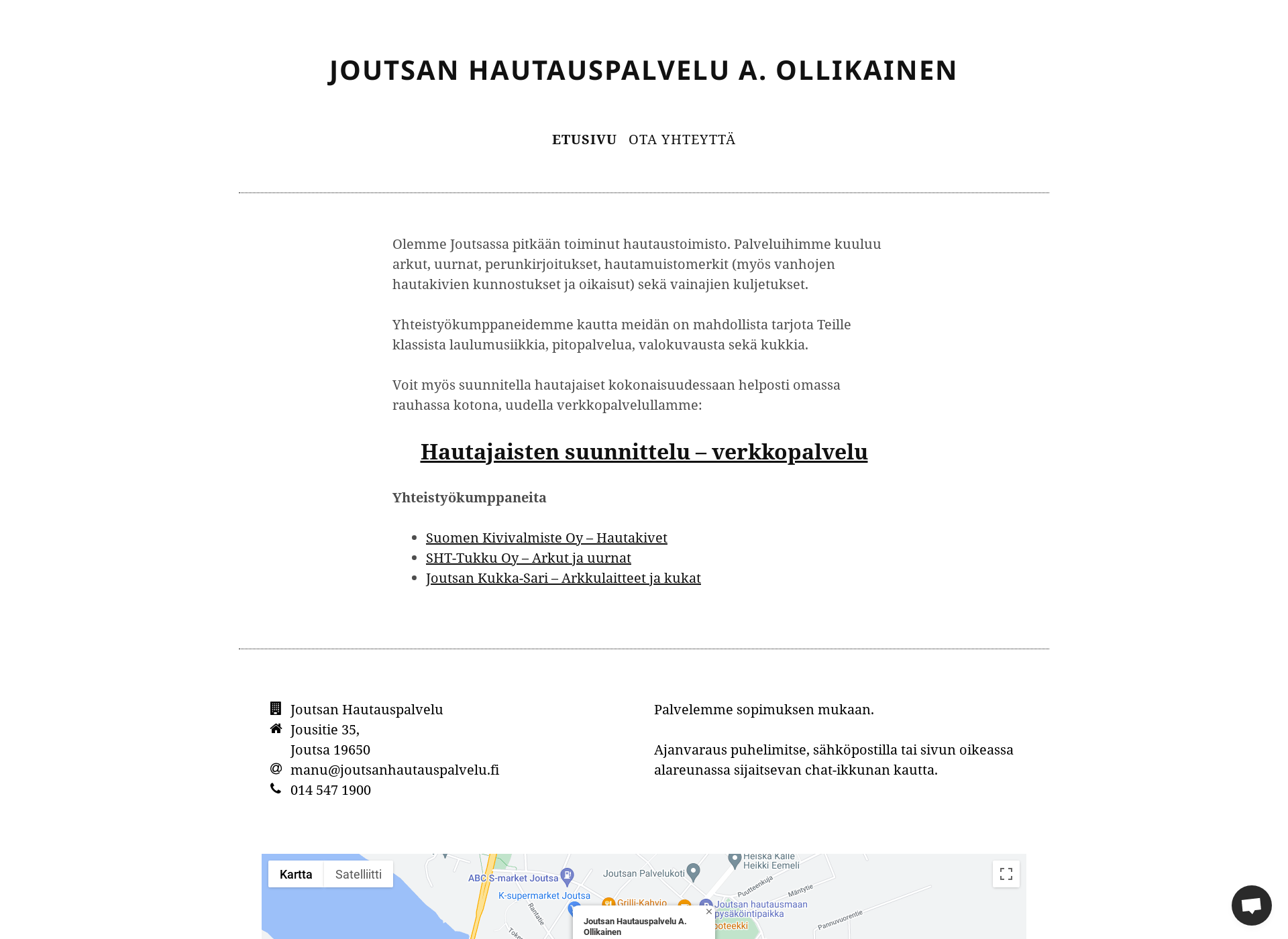 Screenshot for joutsanhautauspalvelu.fi