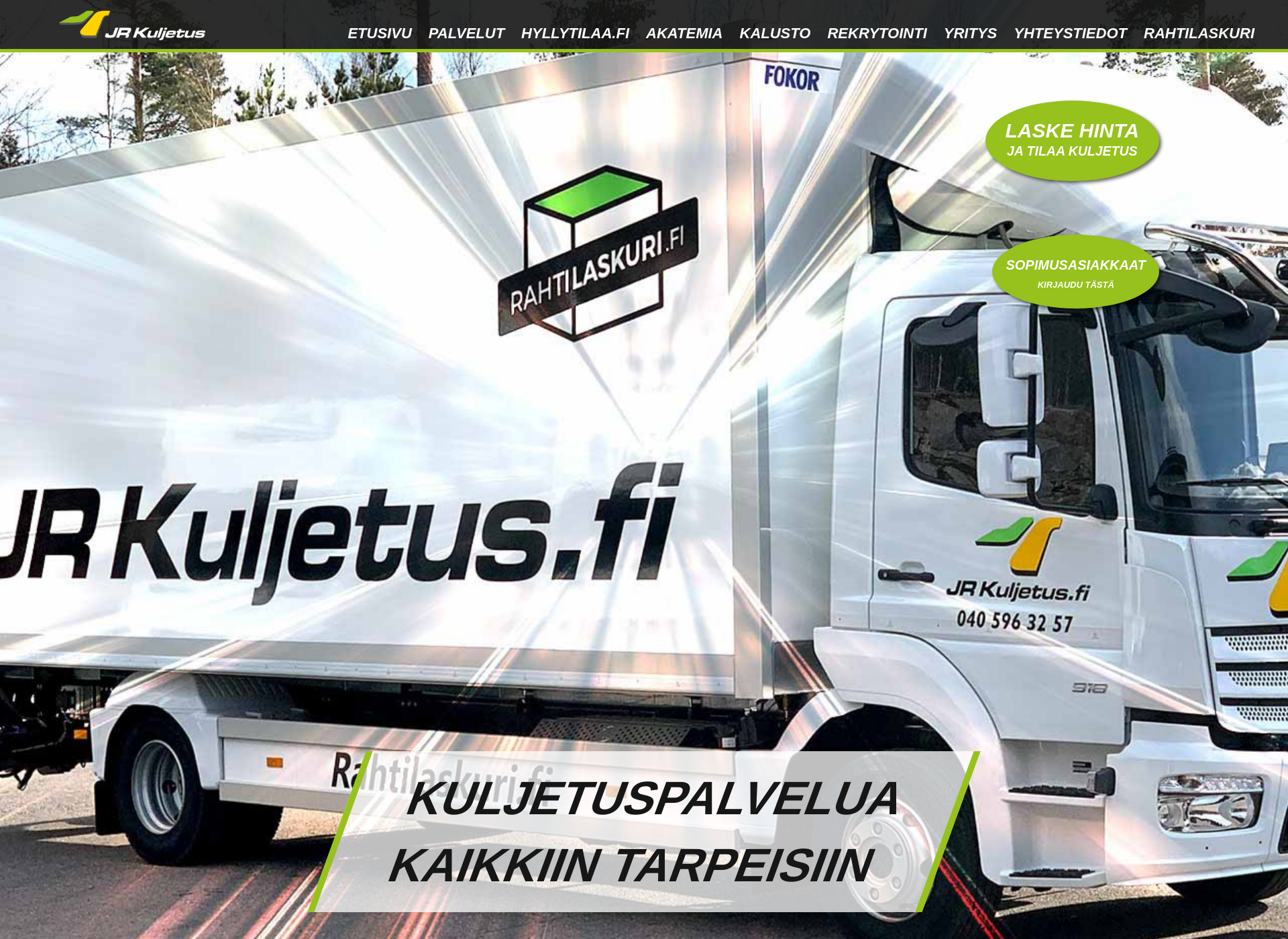 Skärmdump för jr-kuljetus.fi