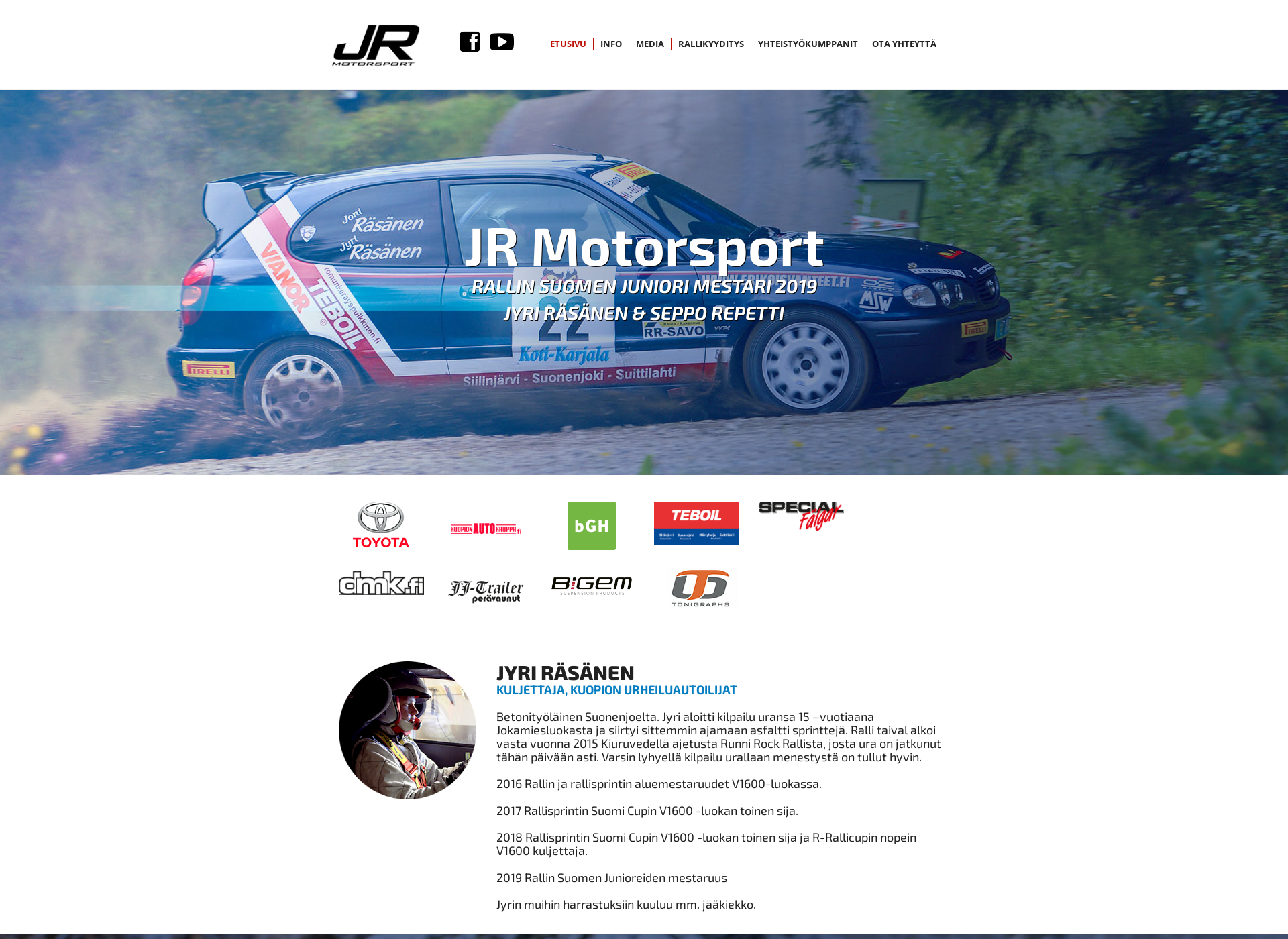 Skärmdump för jrmotorsport.fi
