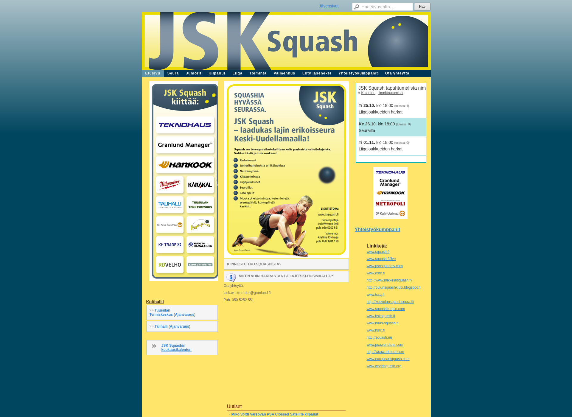 Screenshot for jsksquash.fi