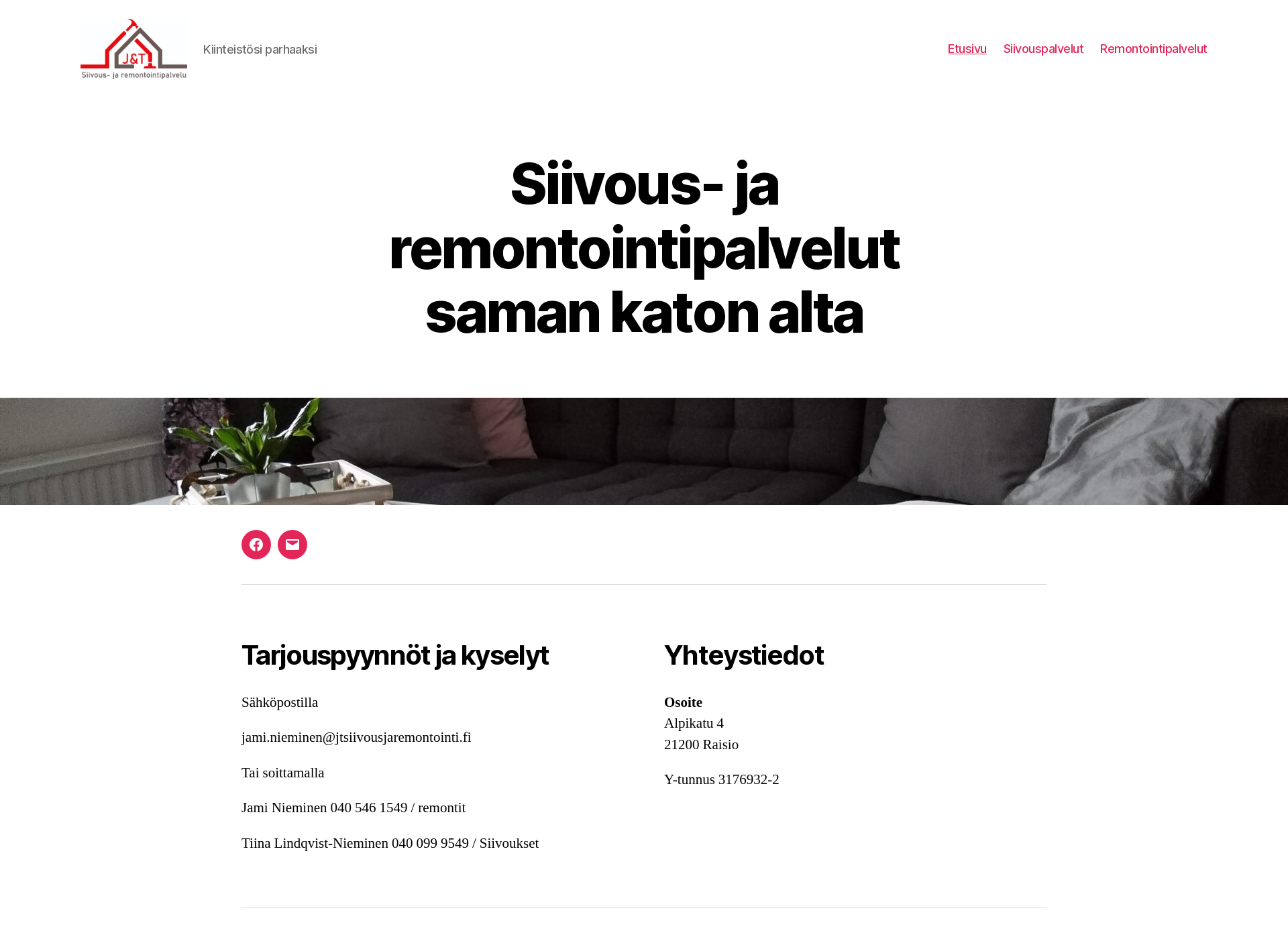 Skärmdump för jtsiivousjaremontointi.fi