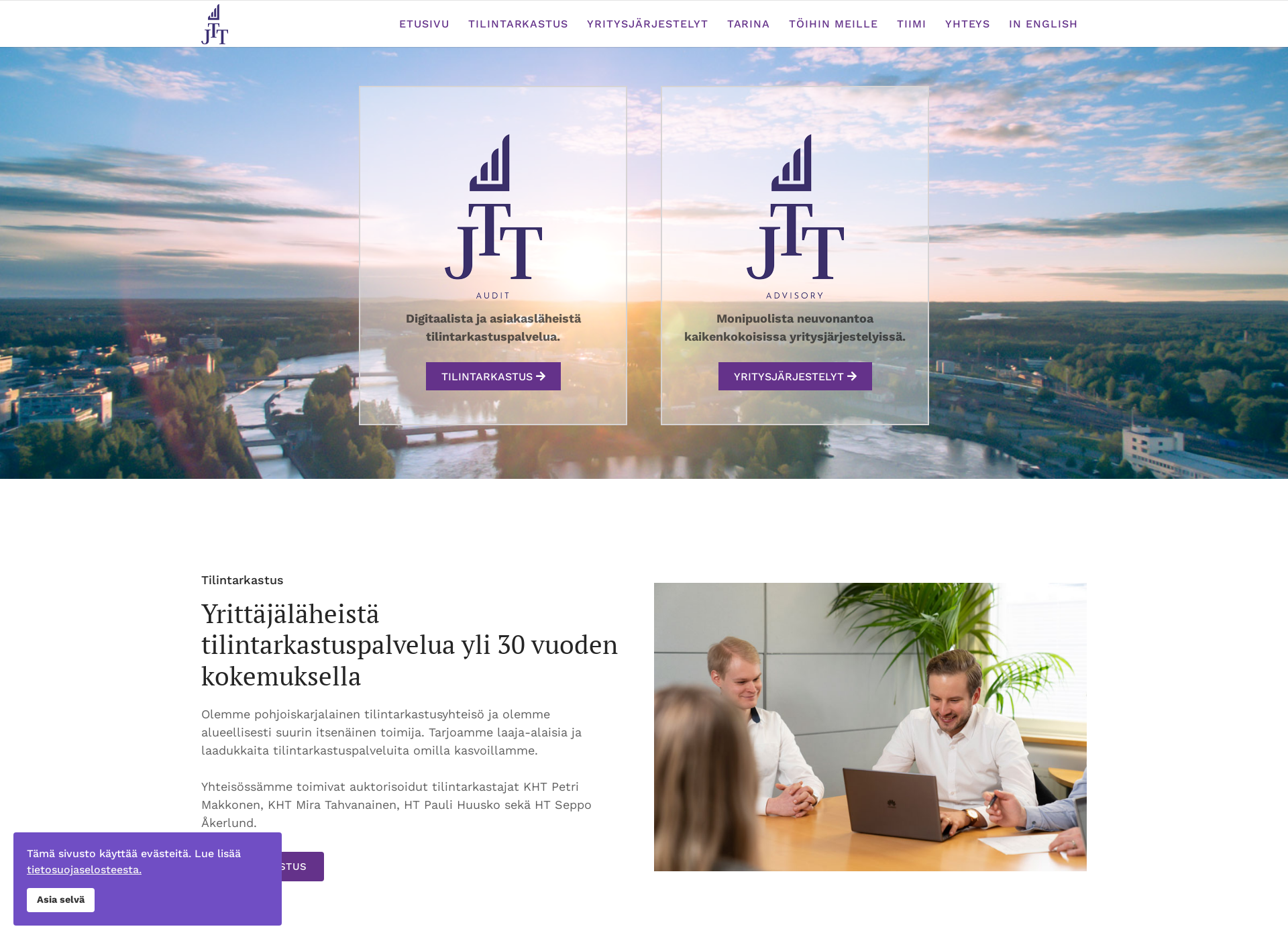 Skärmdump för jtt.fi