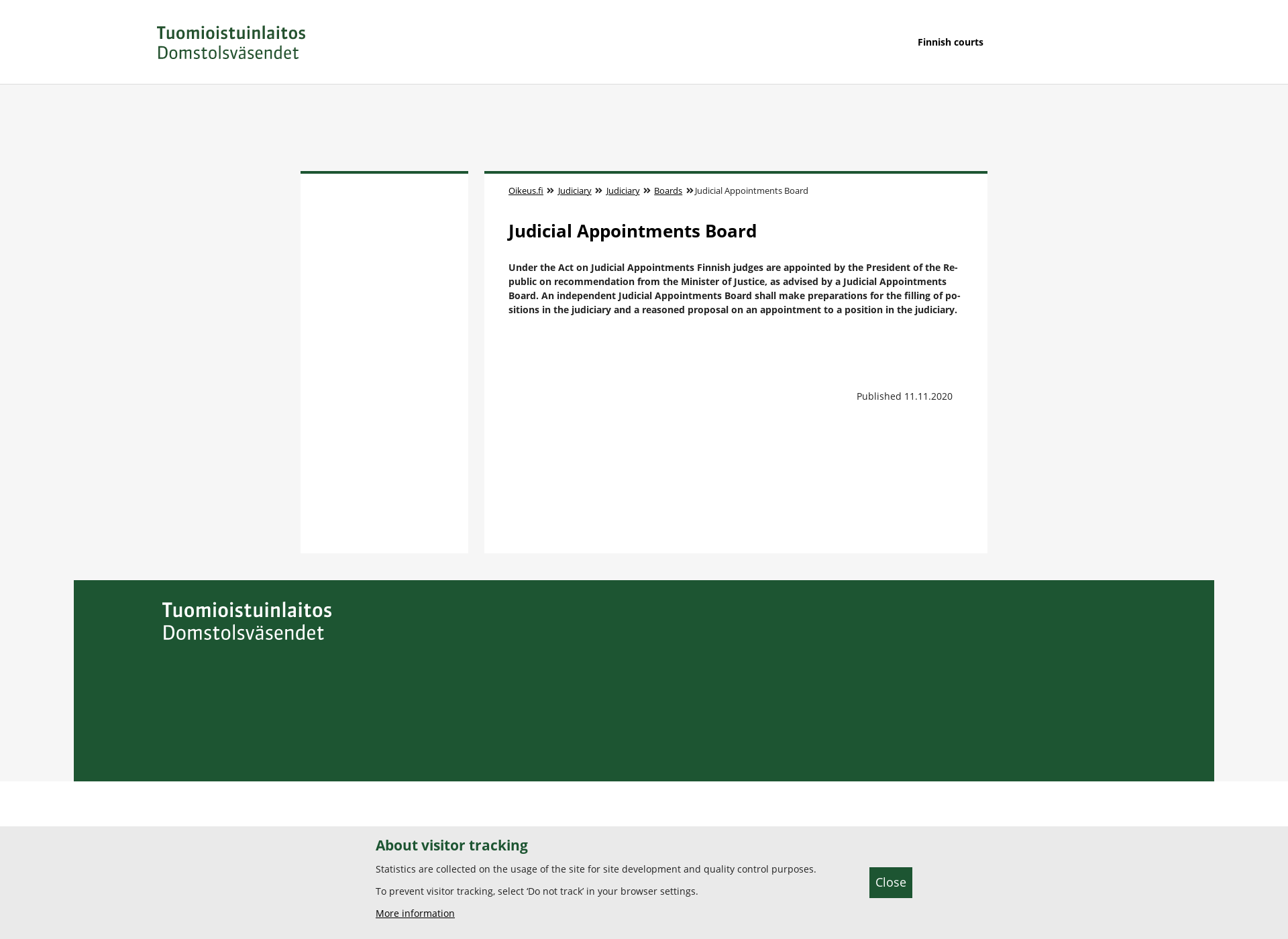 Skärmdump för judicialappointmentsboard.fi