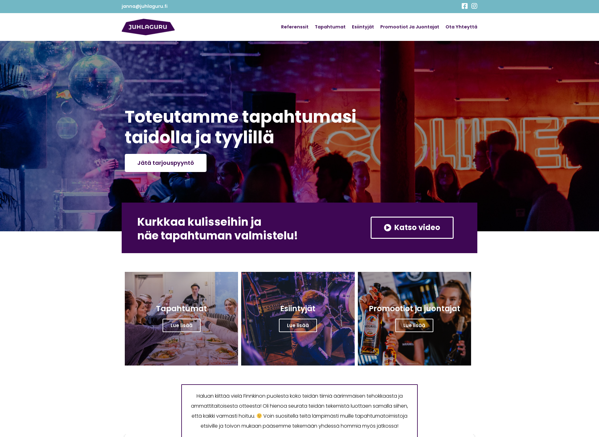 Skärmdump för juhlaguru.fi