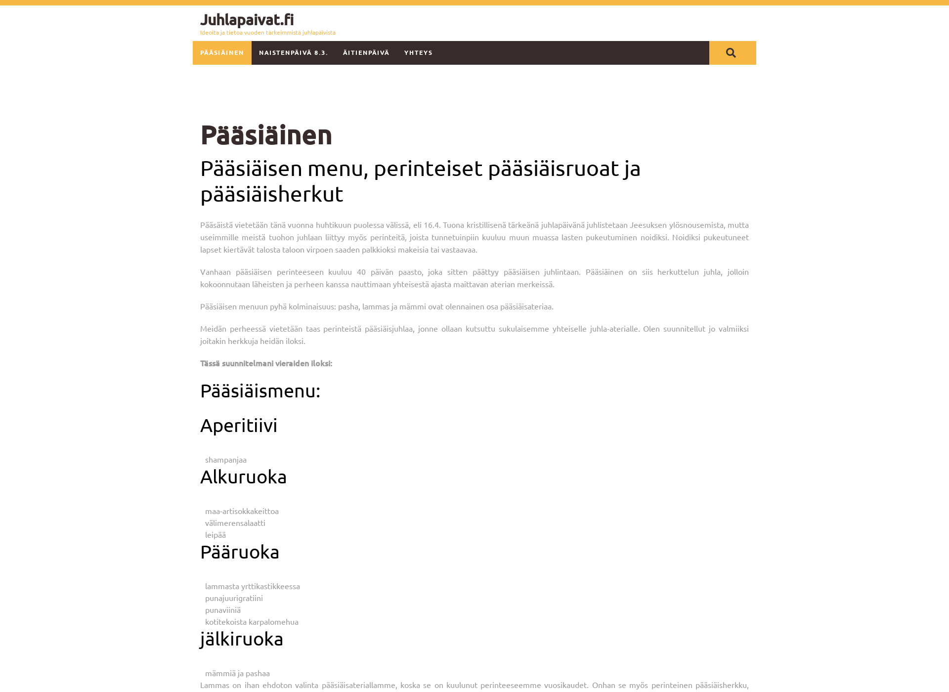 Skärmdump för juhlapaivat.fi