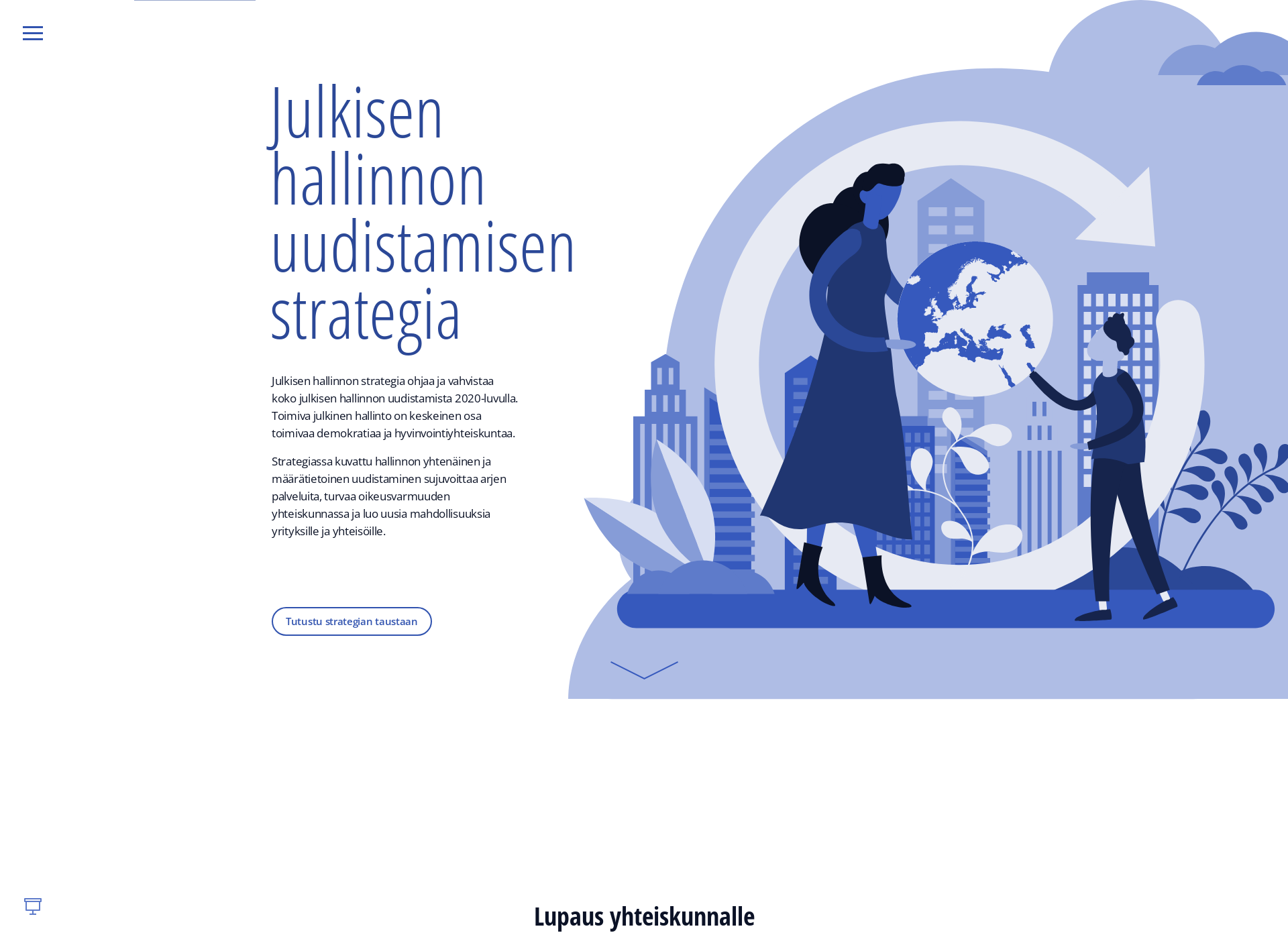 Skärmdump för julkisenhallinnonstrategia.fi