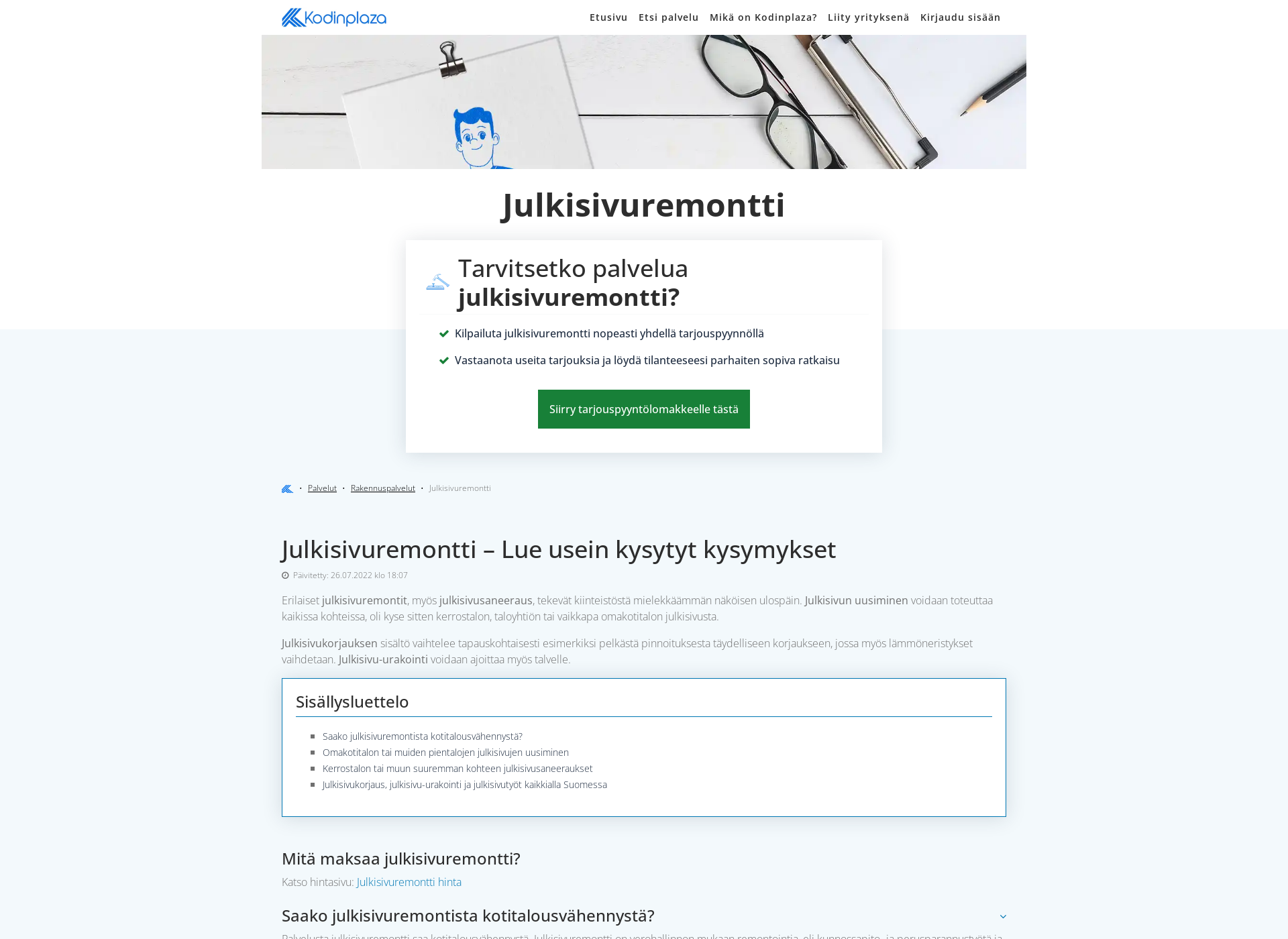 Skärmdump för julkisivupinnoituskeranen.fi