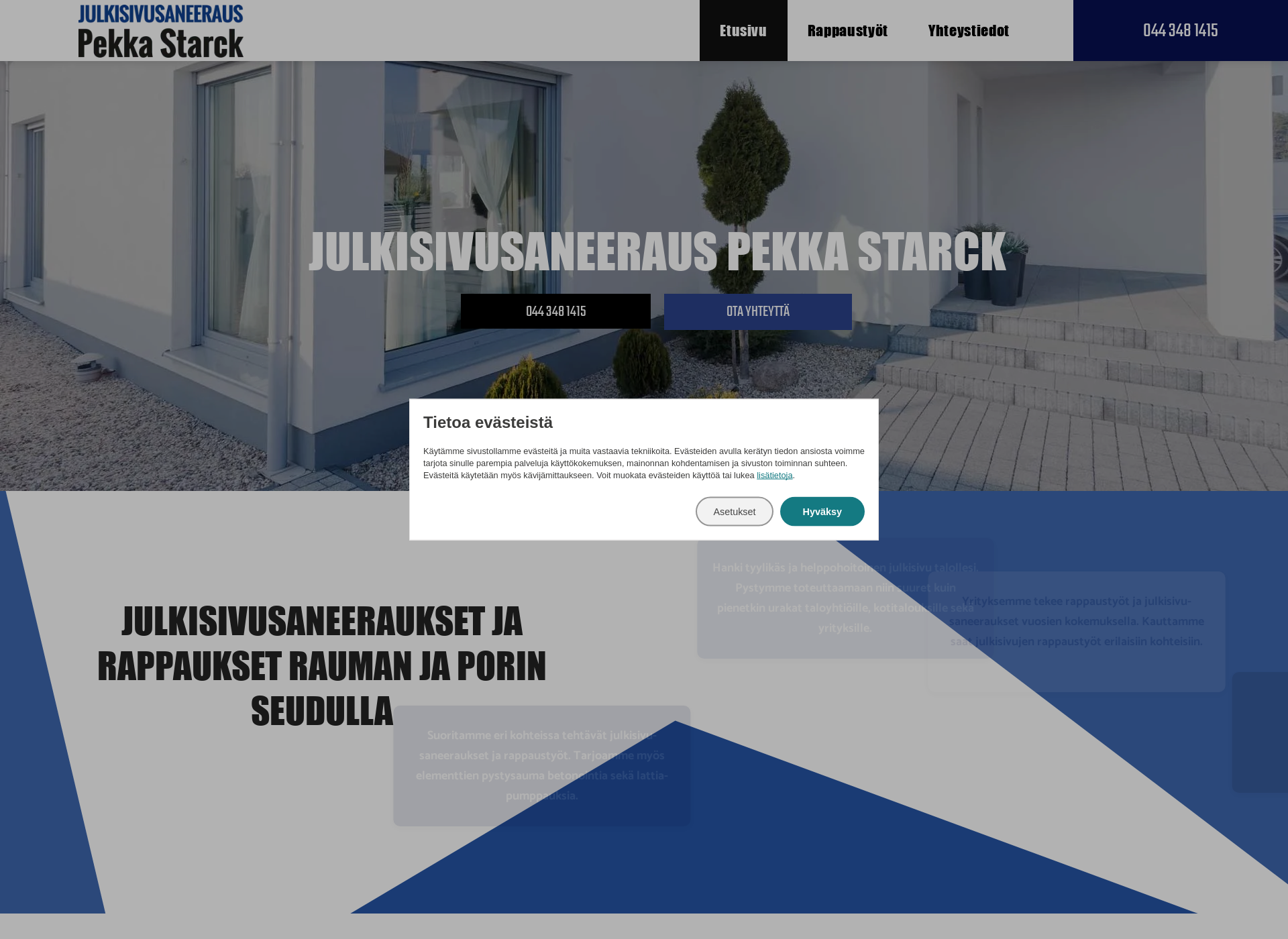 Skärmdump för julkisivusaneerausstarck.fi