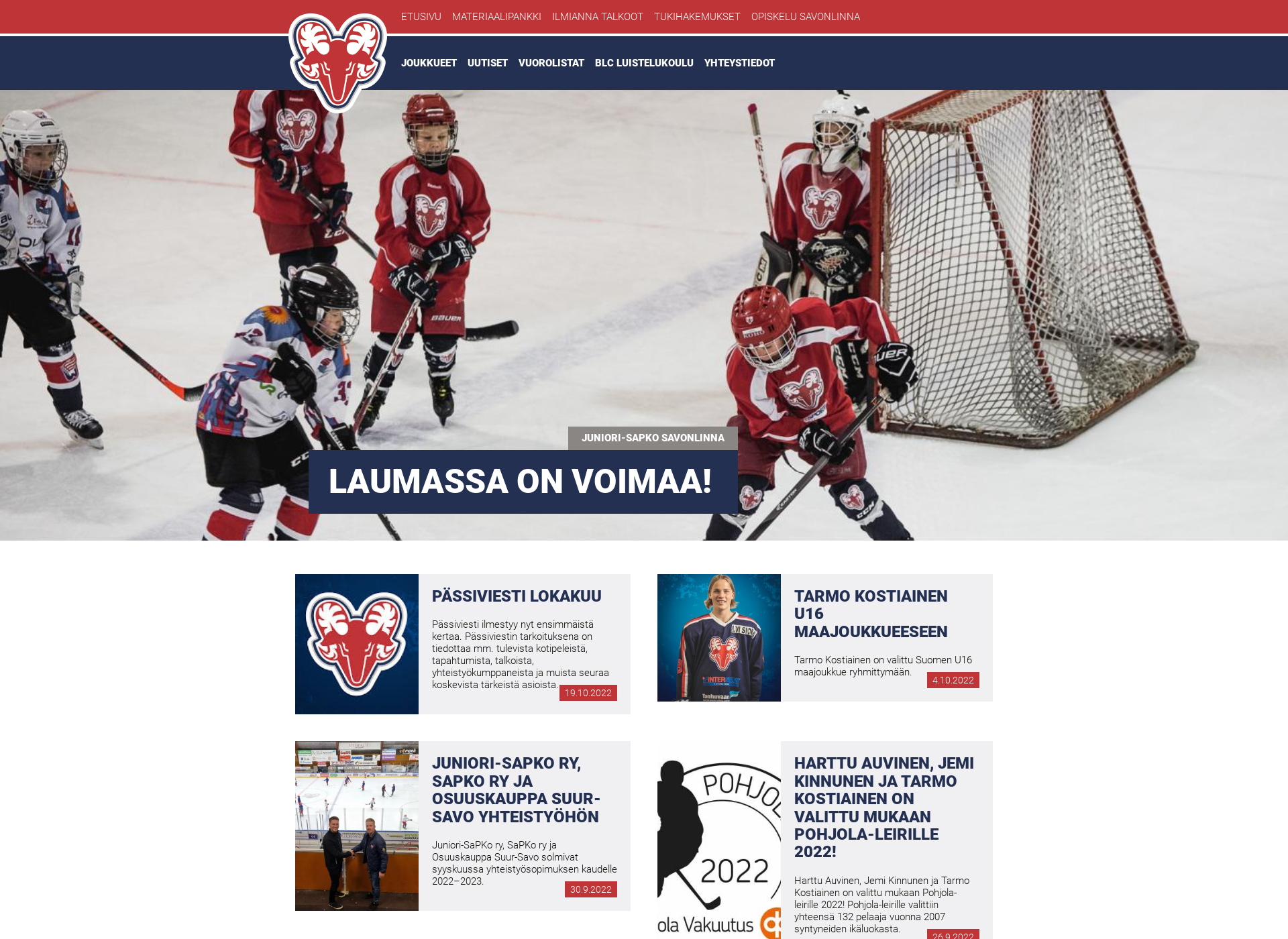 Skärmdump för juniori-sapko.fi