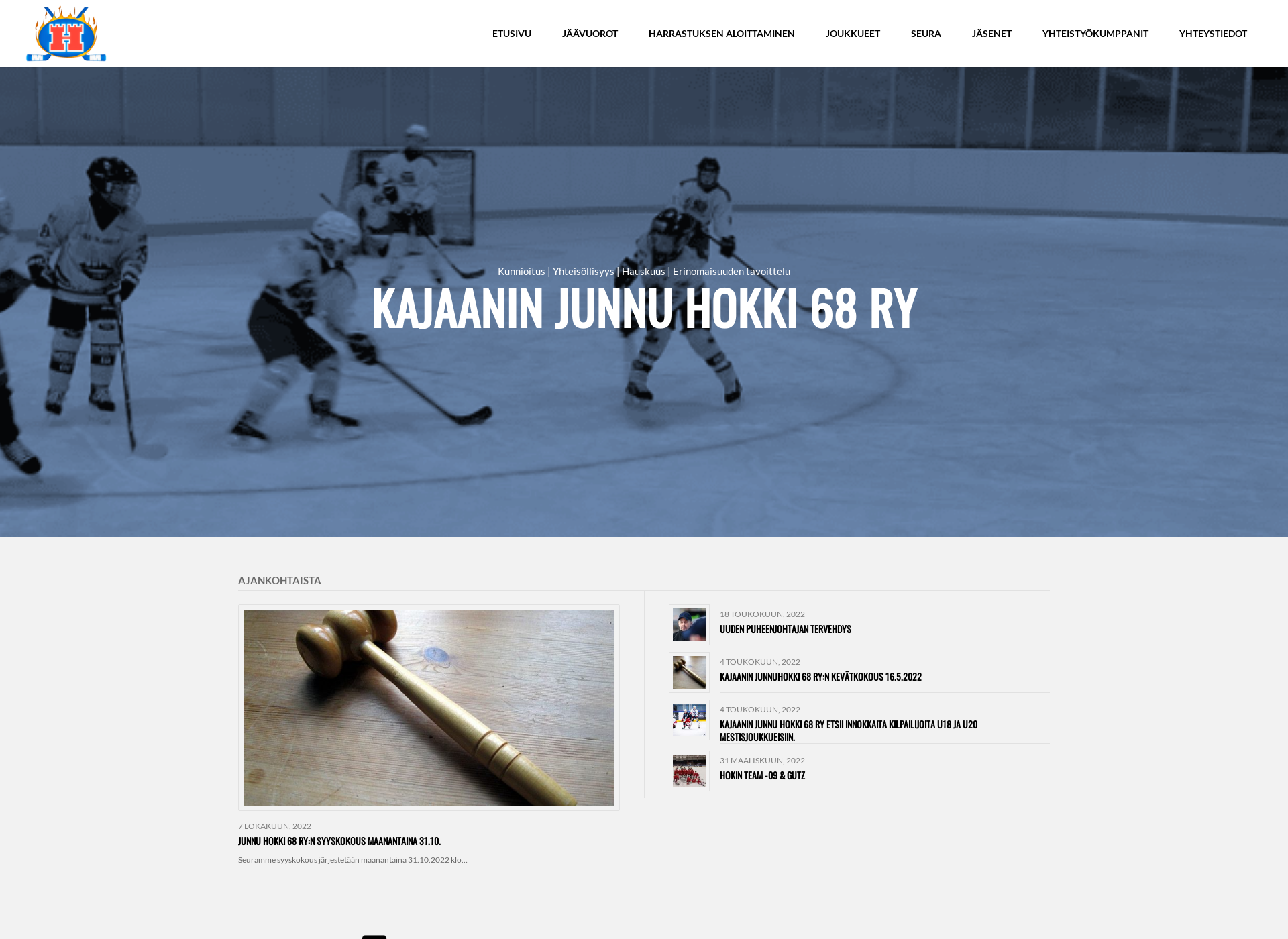 Skärmdump för junnuhokki.fi