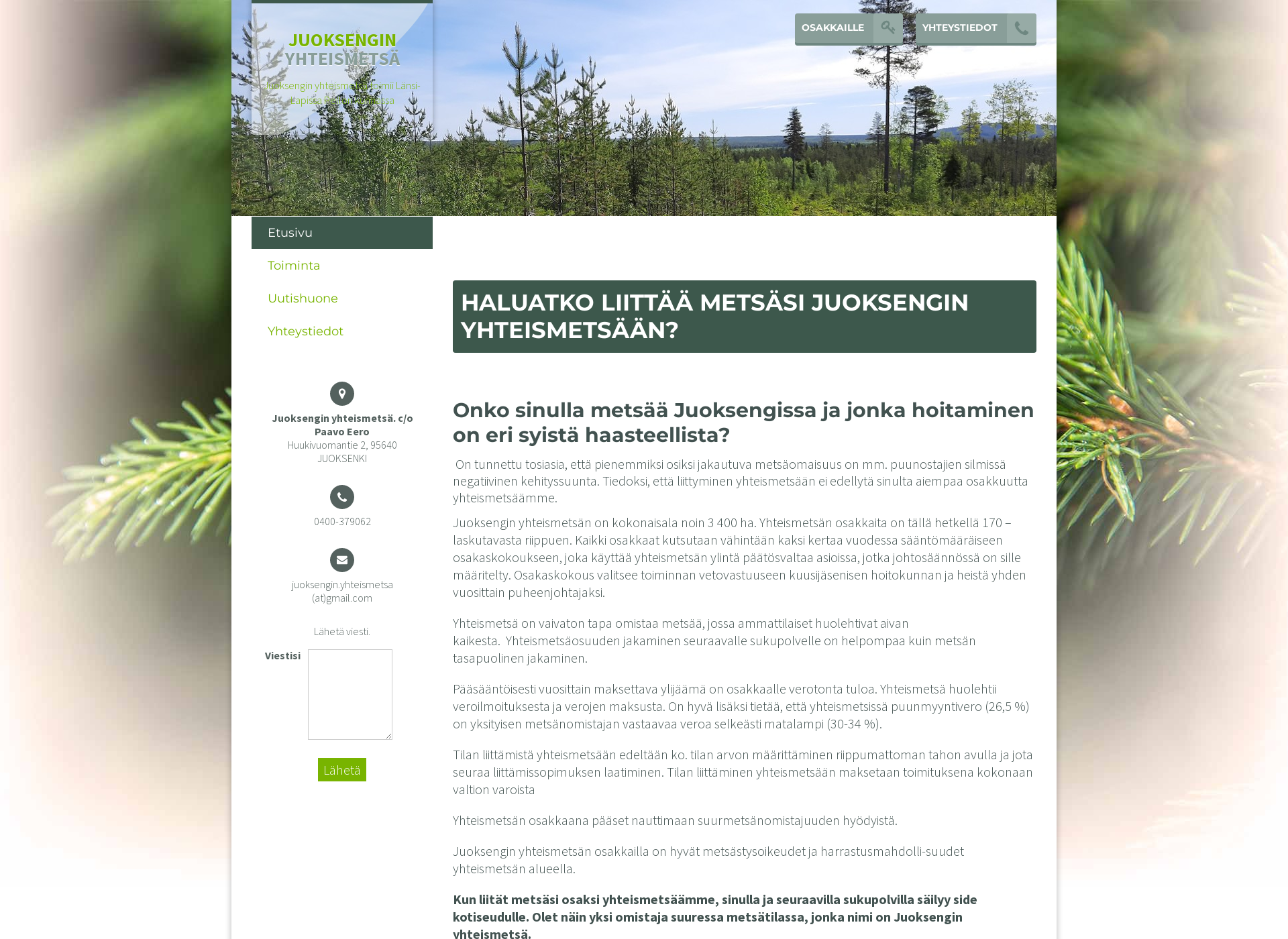 Screenshot for juoksenginyhteismetsa.fi