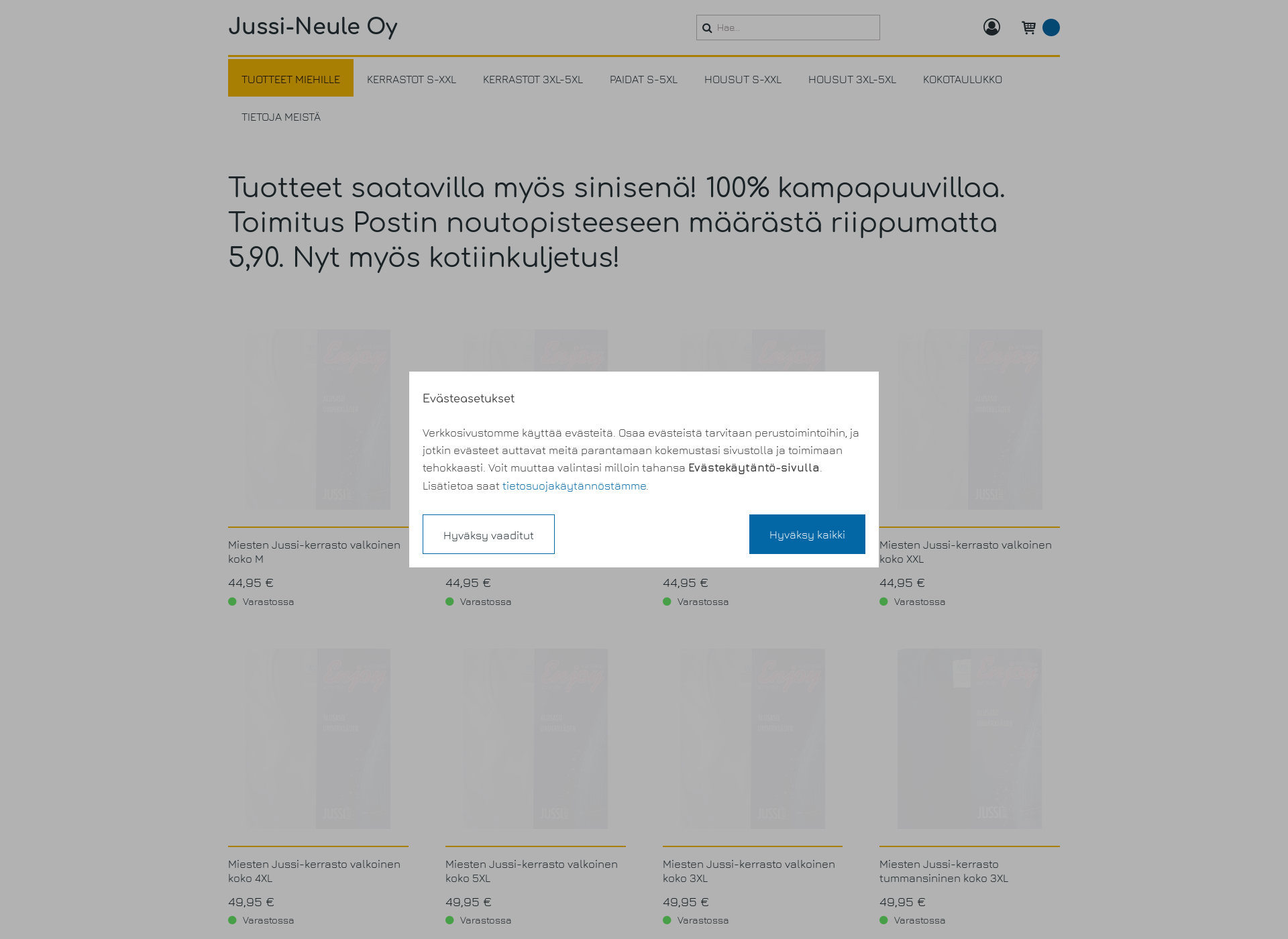 Skärmdump för jussineule.fi